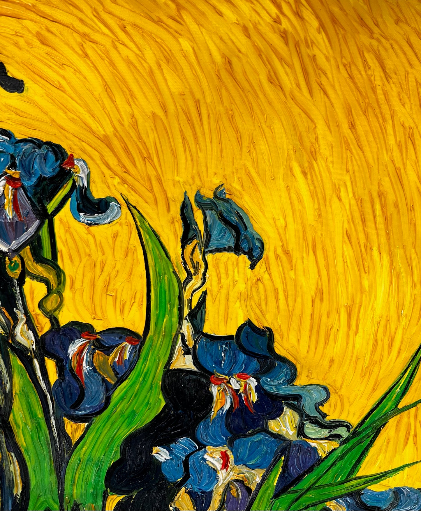 Vincent van Gogh – Vaas met irissen – Handgeschilderd postimpressionistisch olieverfschilderij op canvas (92 × 73,5 cm)
