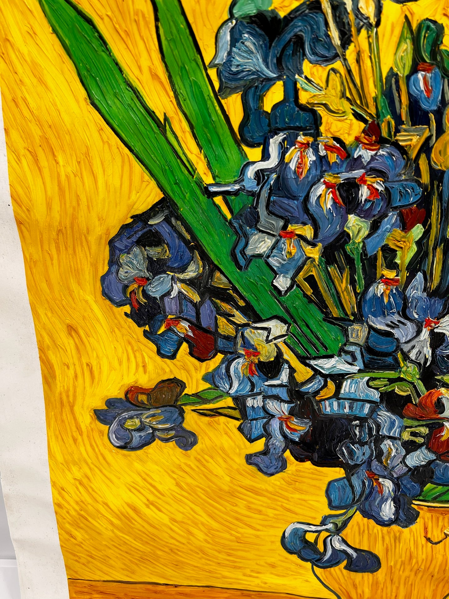 Vincent van Gogh – Vaas met irissen – Handgeschilderd postimpressionistisch olieverfschilderij op canvas (92 × 73,5 cm)