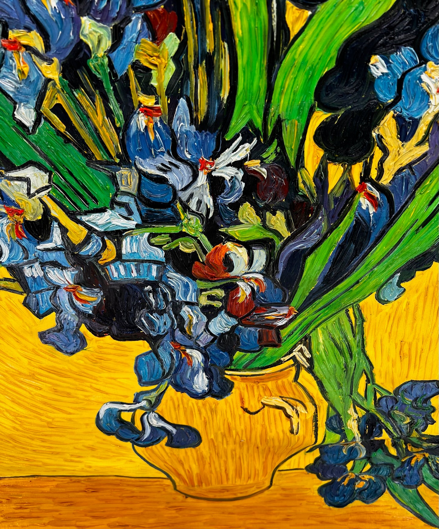 Vincent van Gogh – Vaas met irissen – Handgeschilderd postimpressionistisch olieverfschilderij op canvas (92 × 73,5 cm)