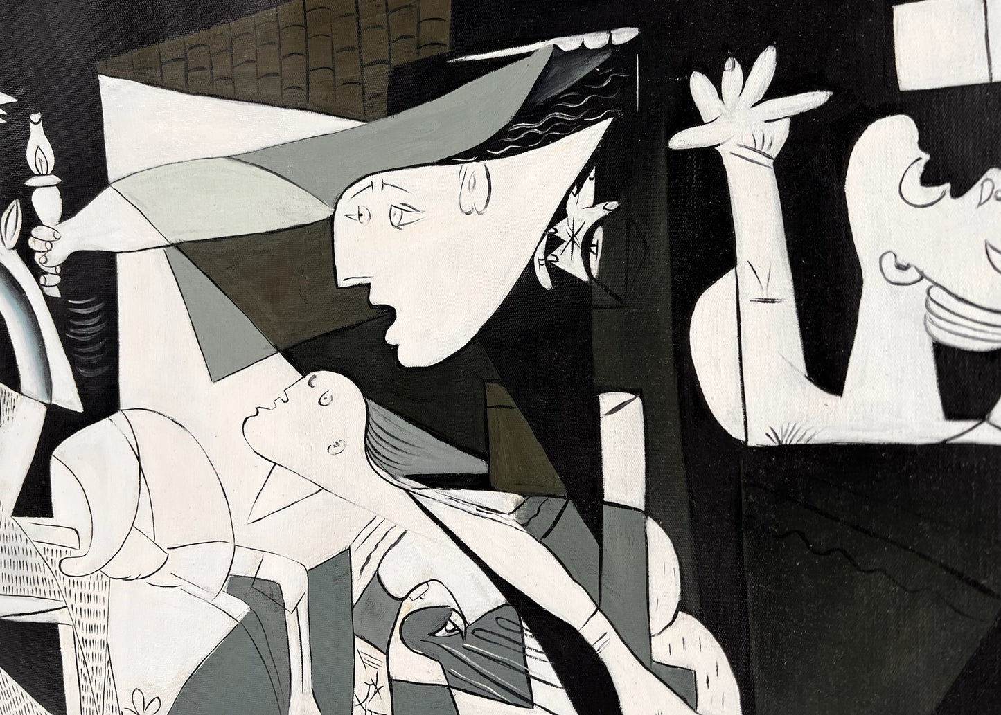 Guernica – Handgeschilderd kubistisch olieverfschilderij op canvas (50 × 100 cm