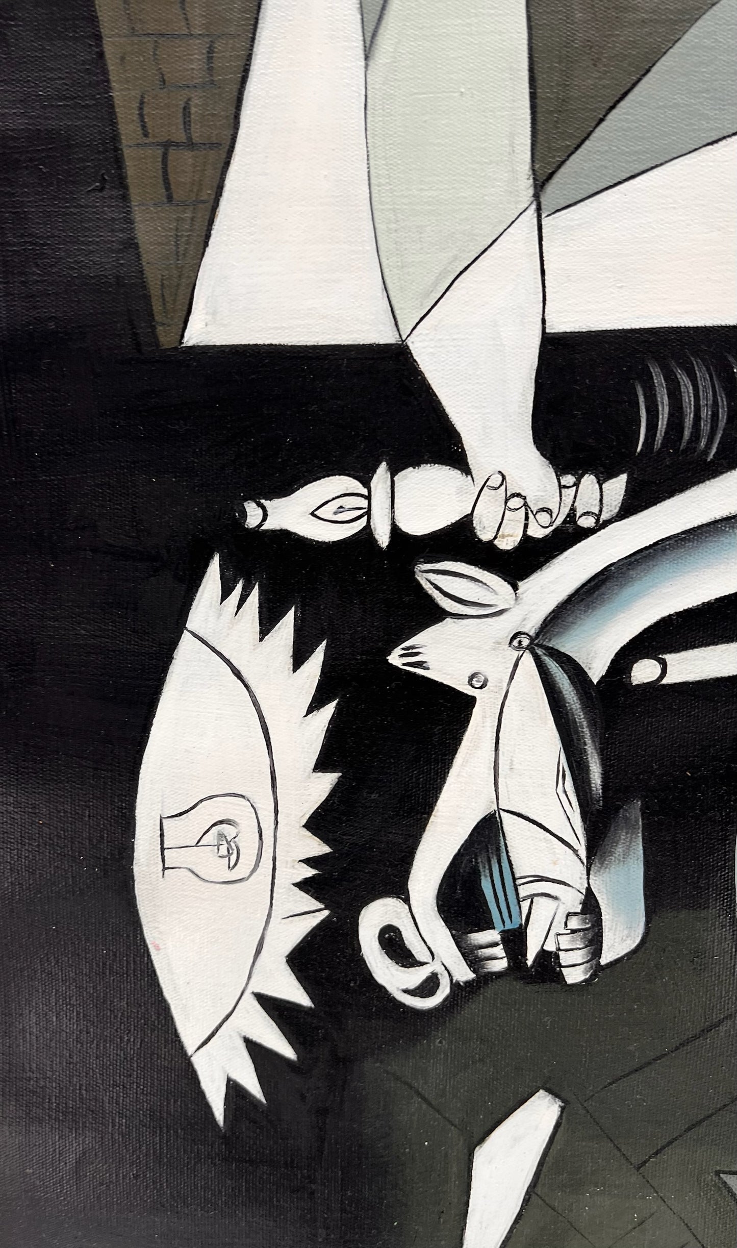 Guernica – Handgeschilderd kubistisch olieverfschilderij op canvas (50 × 100 cm