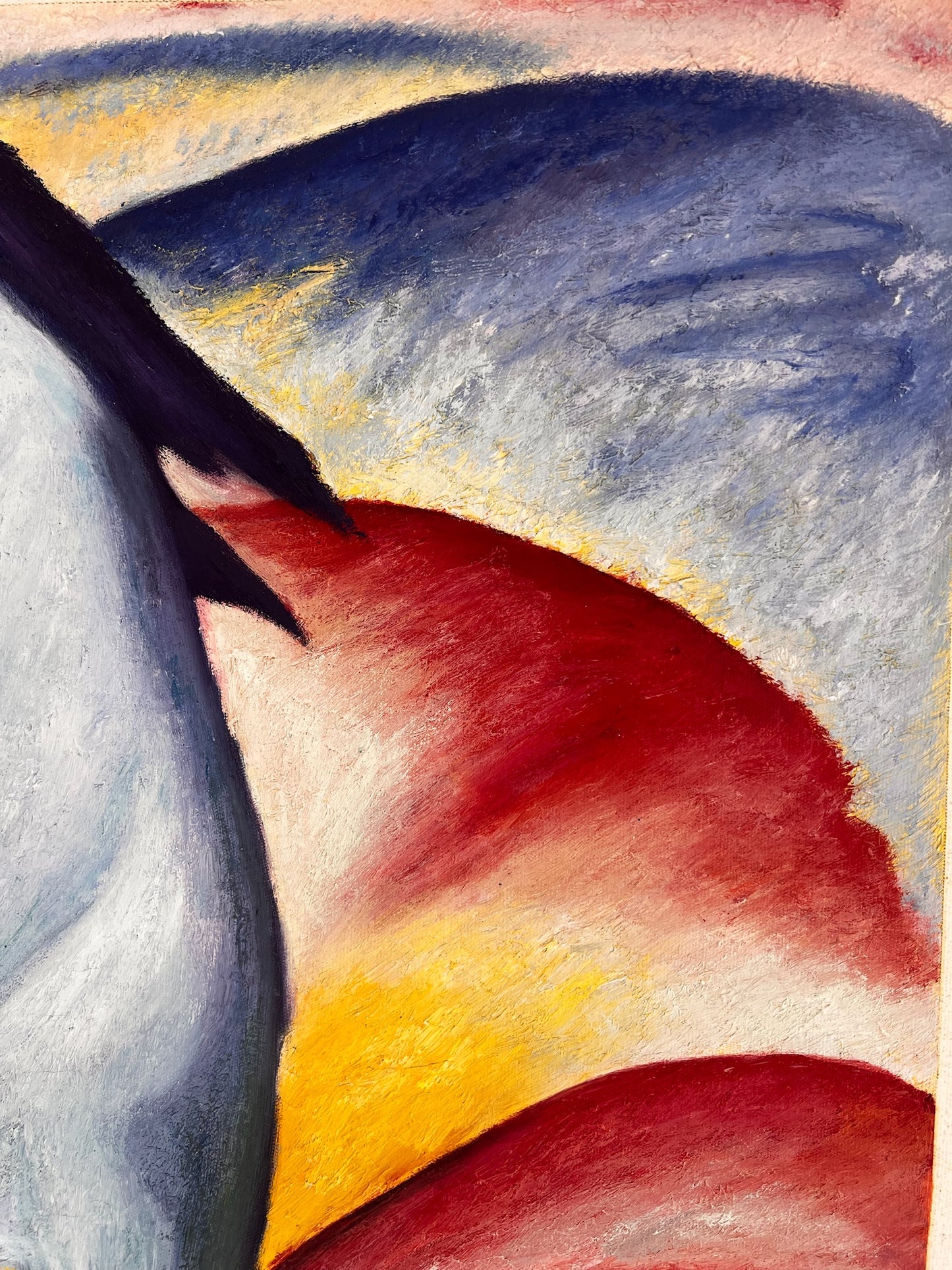 Blaues Pferd I – Handgeschilderd Expressionistisch Olieverfschilderij op Canvas (64 × 80 cm)