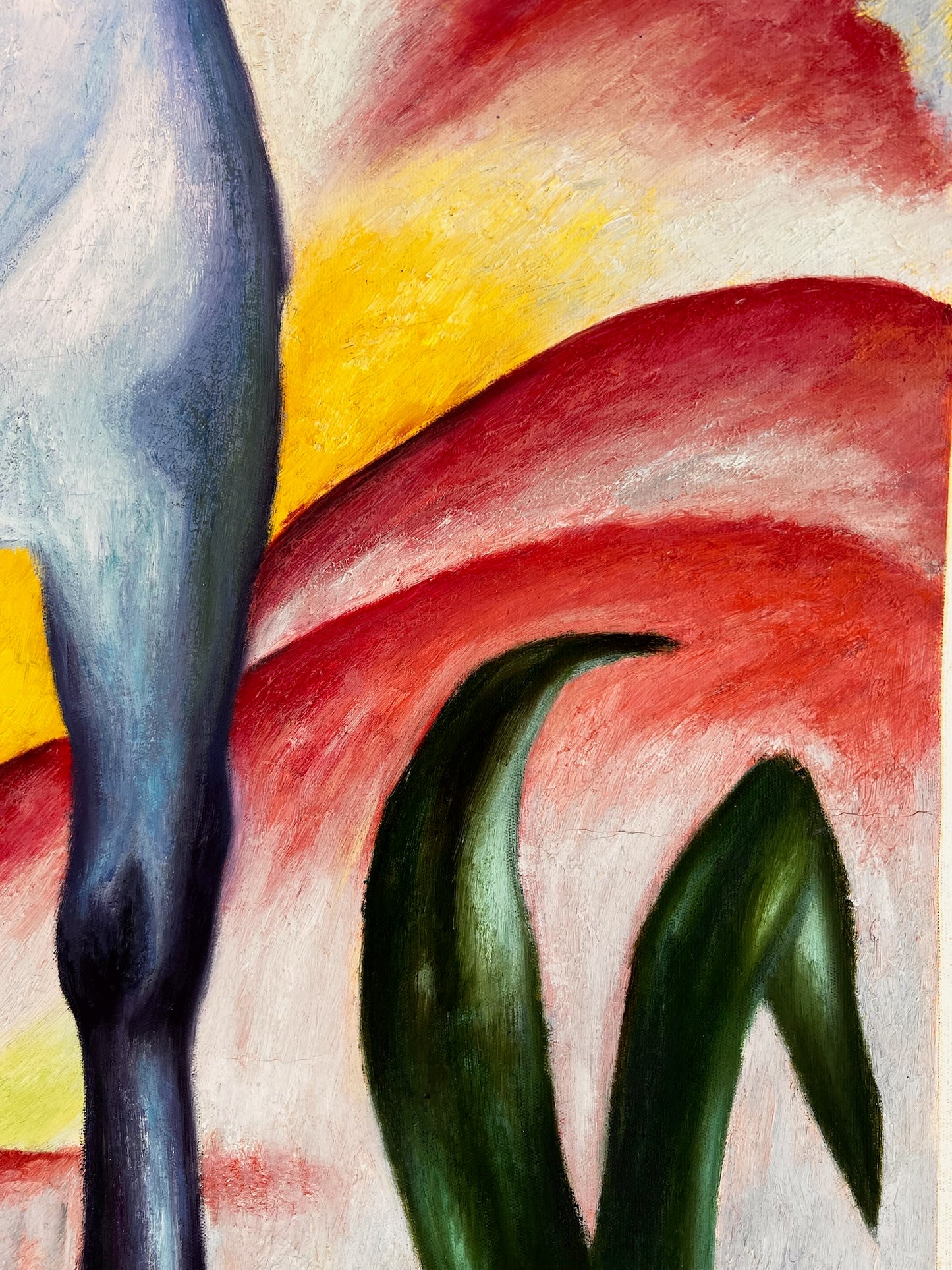 Blaues Pferd I – Handgeschilderd Expressionistisch Olieverfschilderij op Canvas (64 × 80 cm)