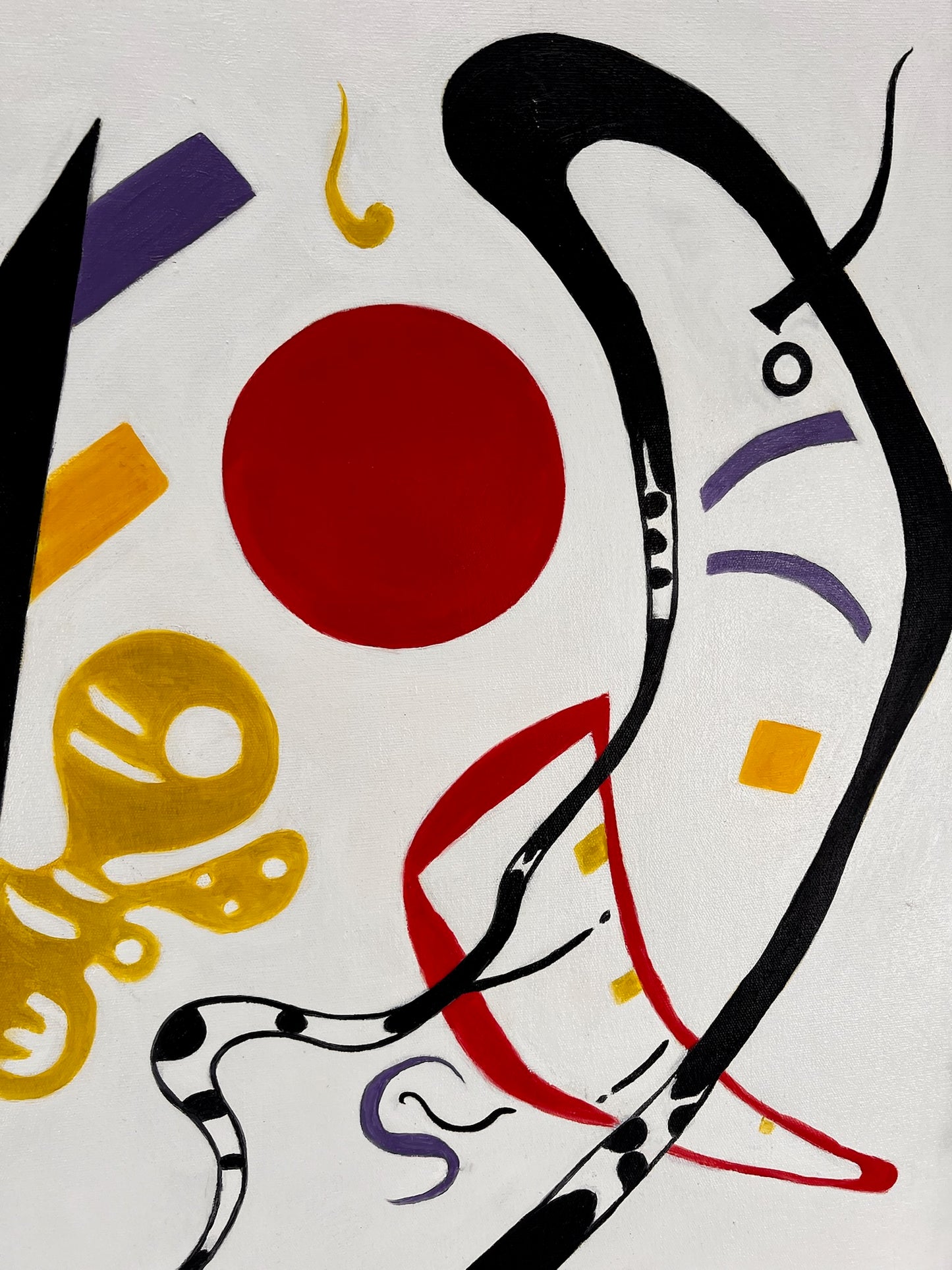Abstracte compositie WK 819 (naar Wassily Kandinsky) – Handgeschilderd Modern Abstract Olieverf op Canvas (60 × 80 cm, ingelijst)