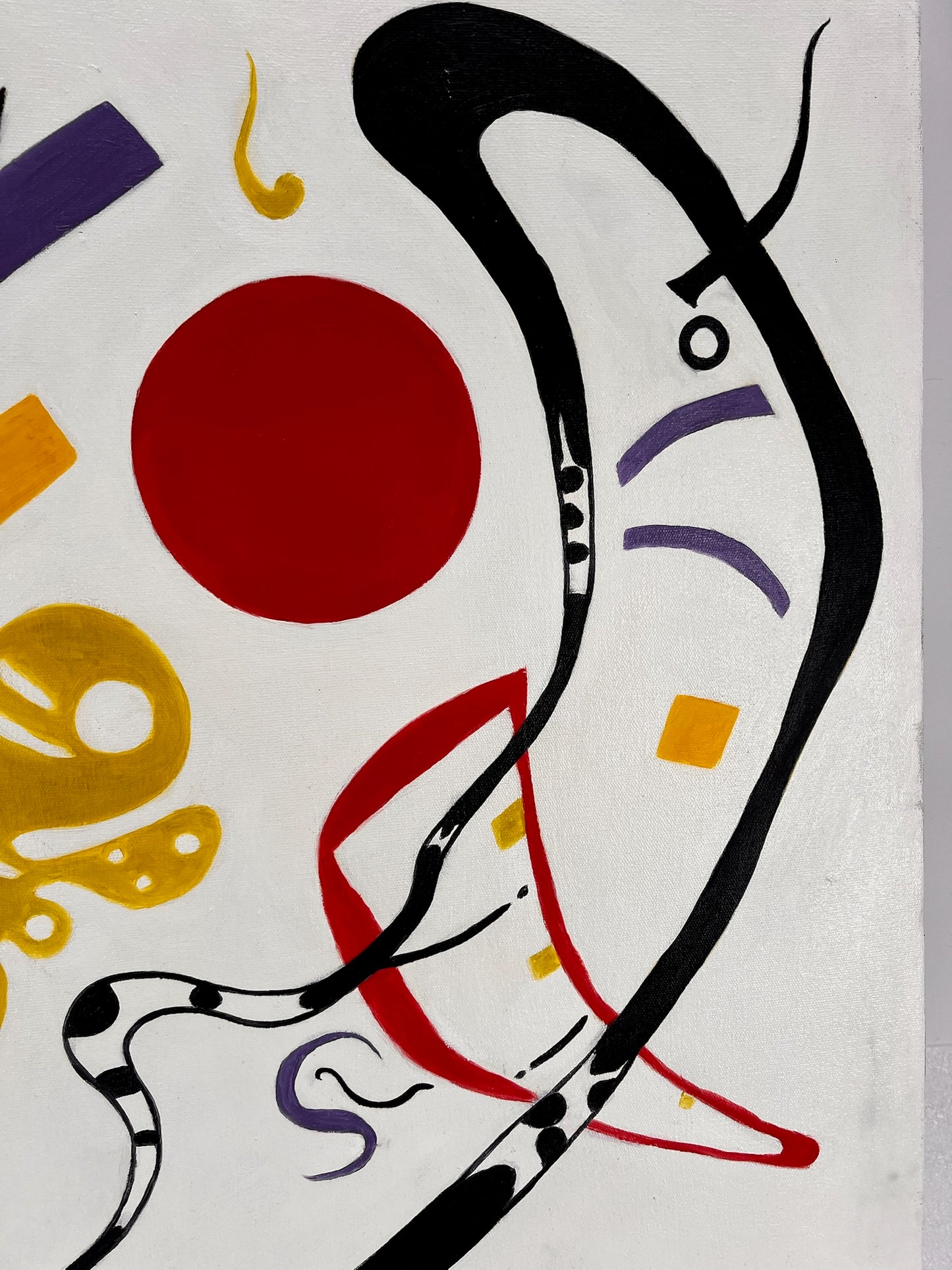 Abstracte compositie WK 819 (naar Wassily Kandinsky) – Handgeschilderd Modern Abstract Olieverf op Canvas (60 × 80 cm, ingelijst)
