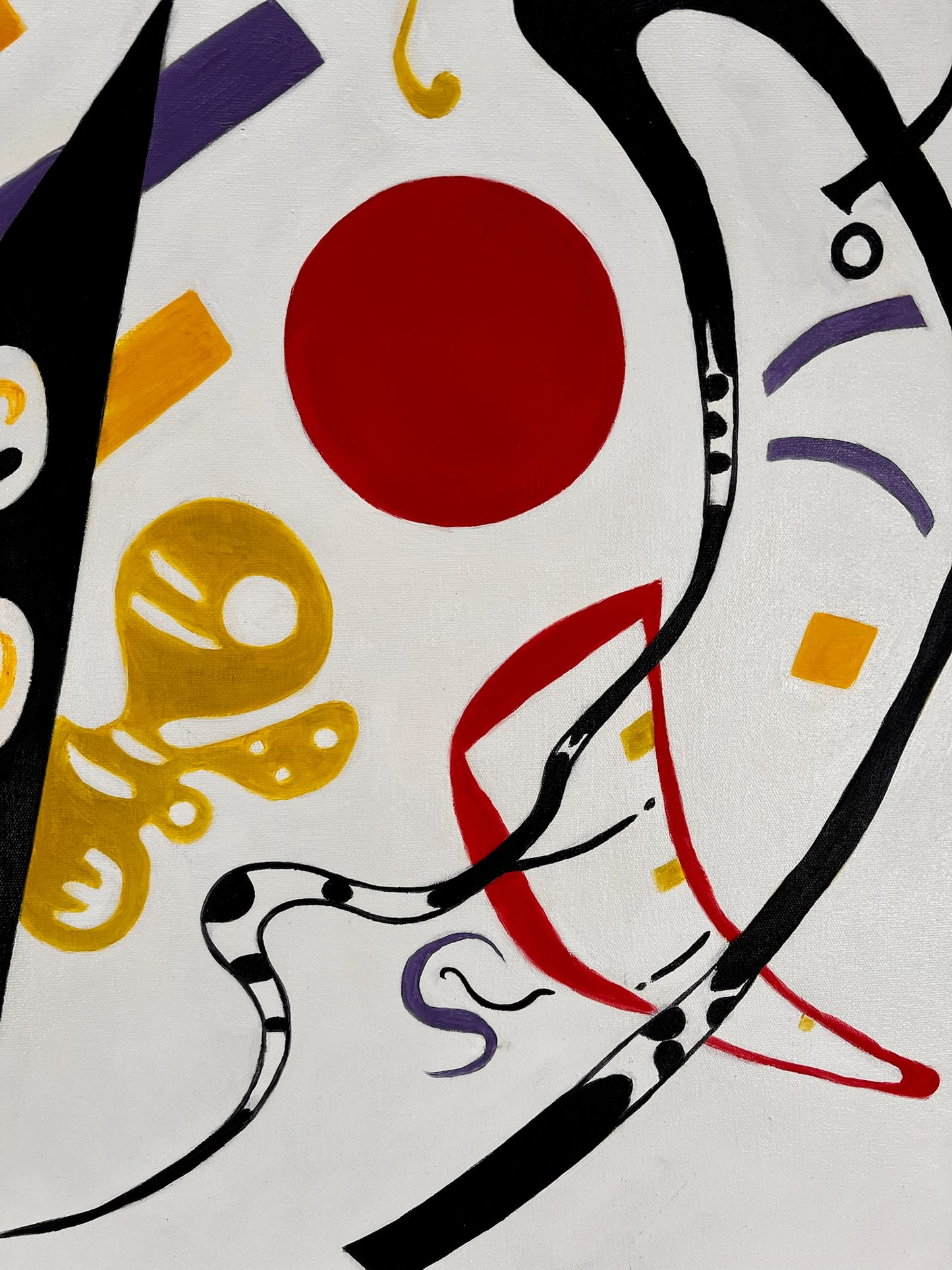 Abstracte compositie WK 819 (naar Wassily Kandinsky) – Handgeschilderd Modern Abstract Olieverf op Canvas (60 × 80 cm, ingelijst)