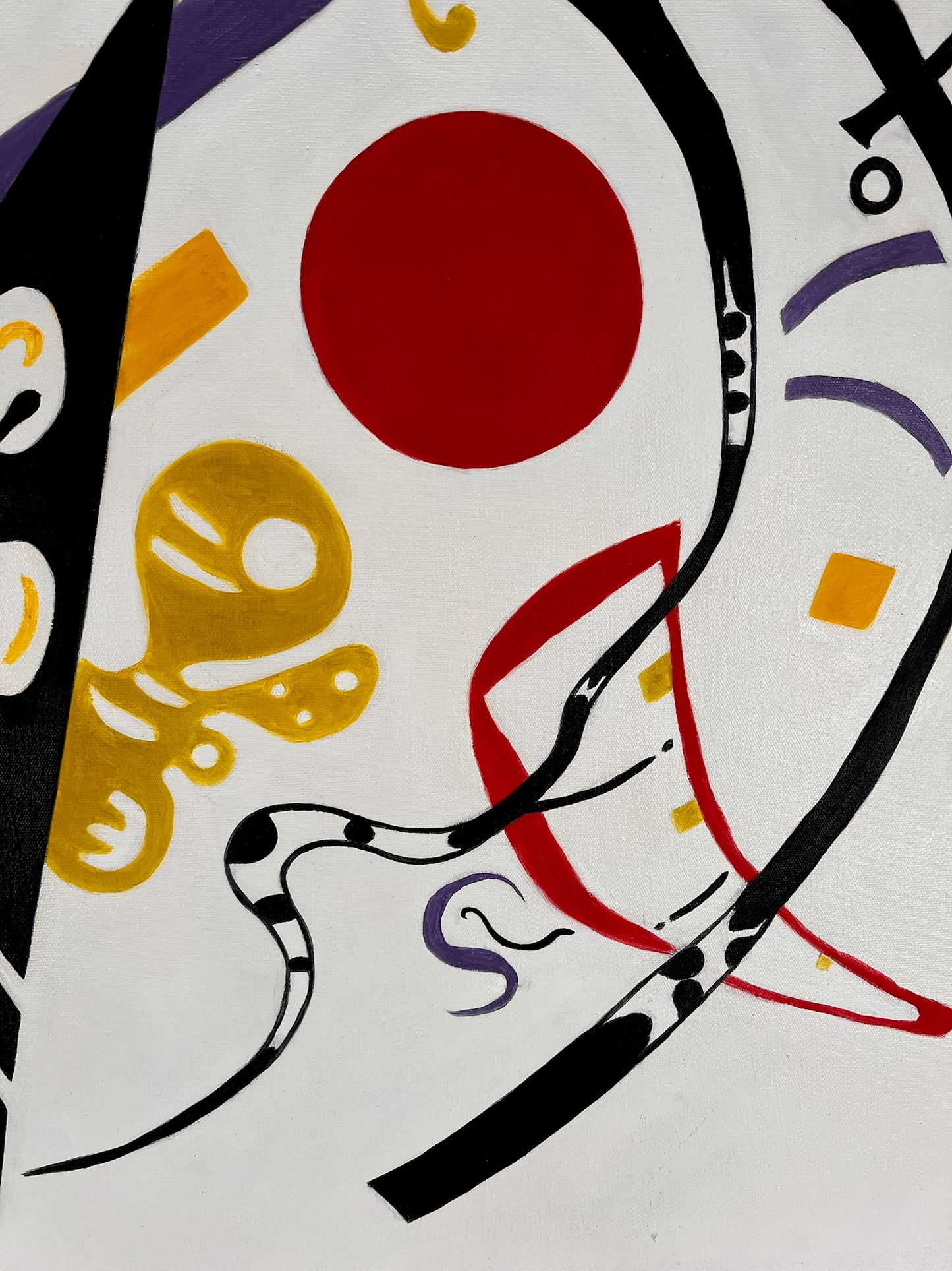 Abstracte compositie WK 819 (naar Wassily Kandinsky) – Handgeschilderd Modern Abstract Olieverf op Canvas (60 × 80 cm, ingelijst)