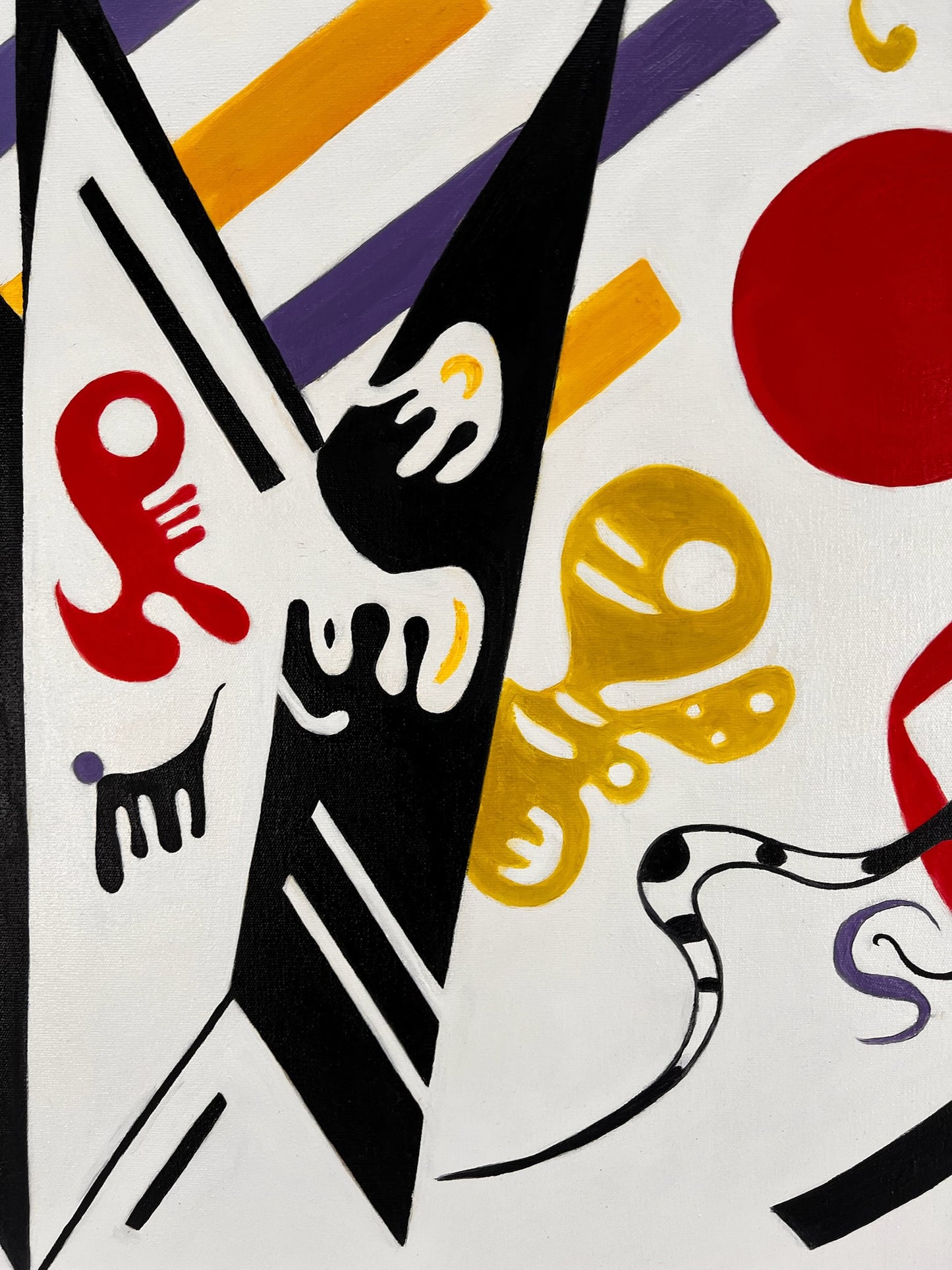 Abstracte compositie WK 819 (naar Wassily Kandinsky) – Handgeschilderd Modern Abstract Olieverf op Canvas (60 × 80 cm, ingelijst)