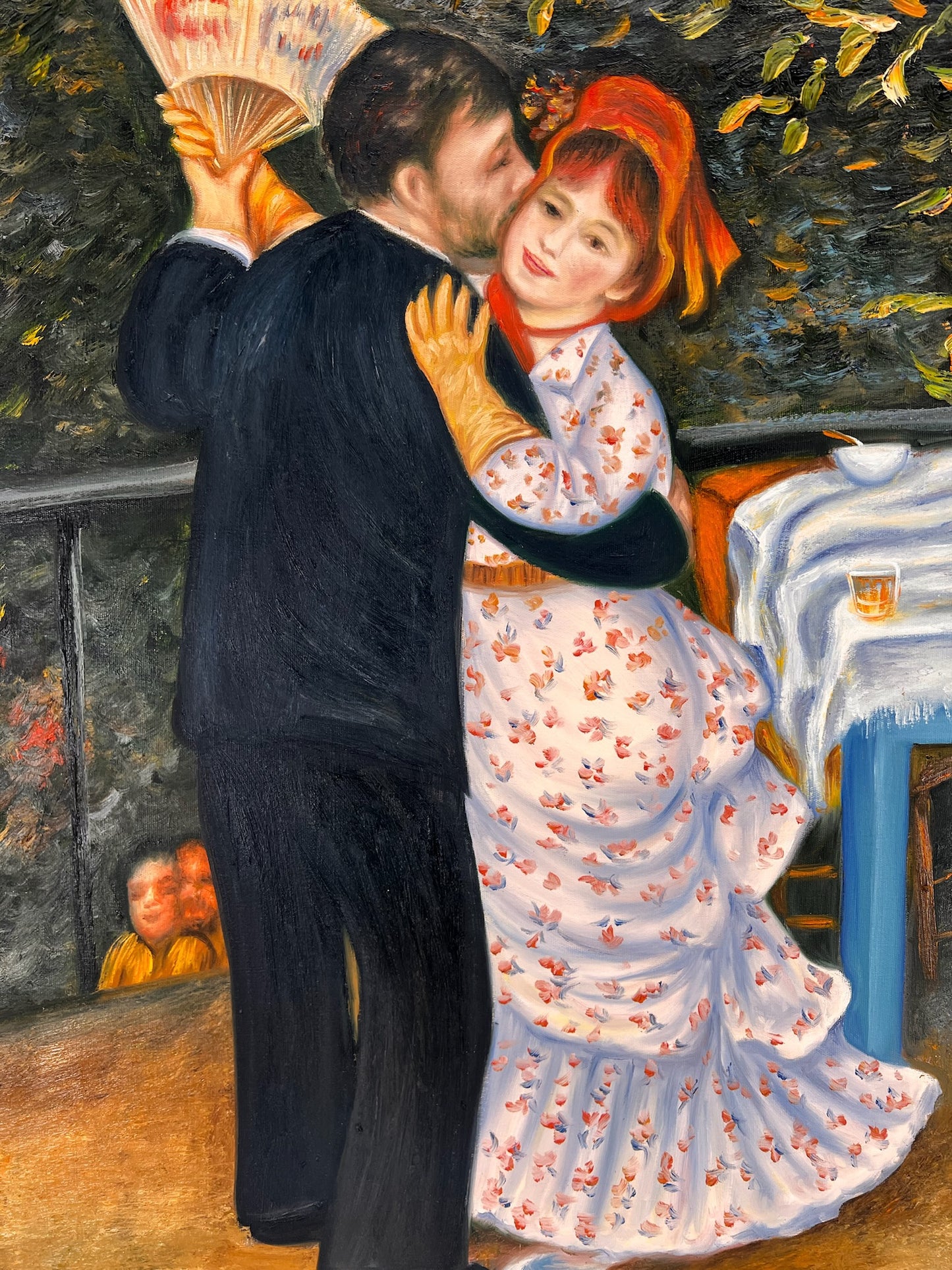 Dans in Bougival (naar Pierre-Auguste Renoir) – Handgeschilderd Impressionistisch Olieverf op Canvas (60 × 80 cm, ingelijst)