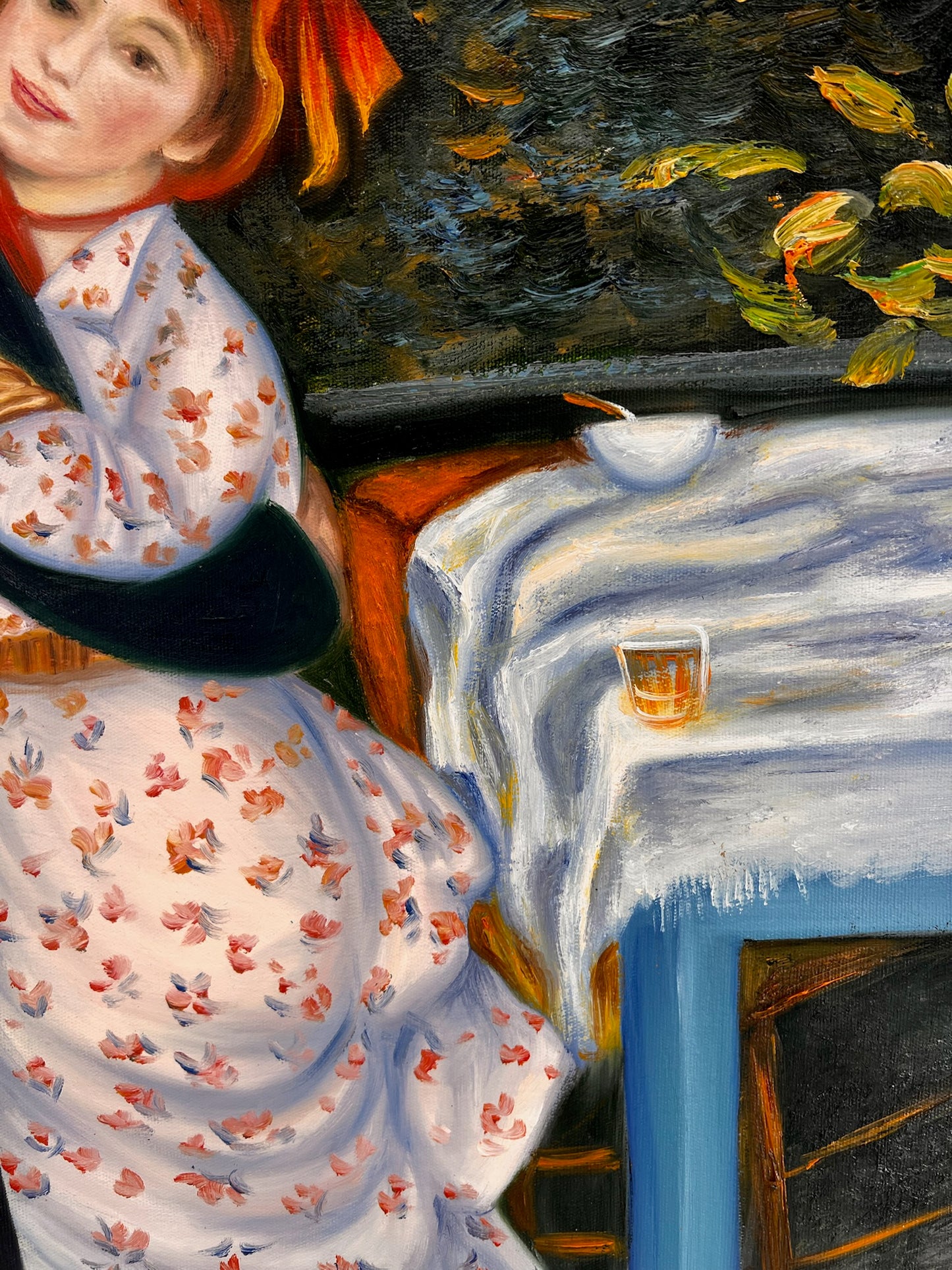 Dans in Bougival (naar Pierre-Auguste Renoir) – Handgeschilderd Impressionistisch Olieverf op Canvas (60 × 80 cm, ingelijst)