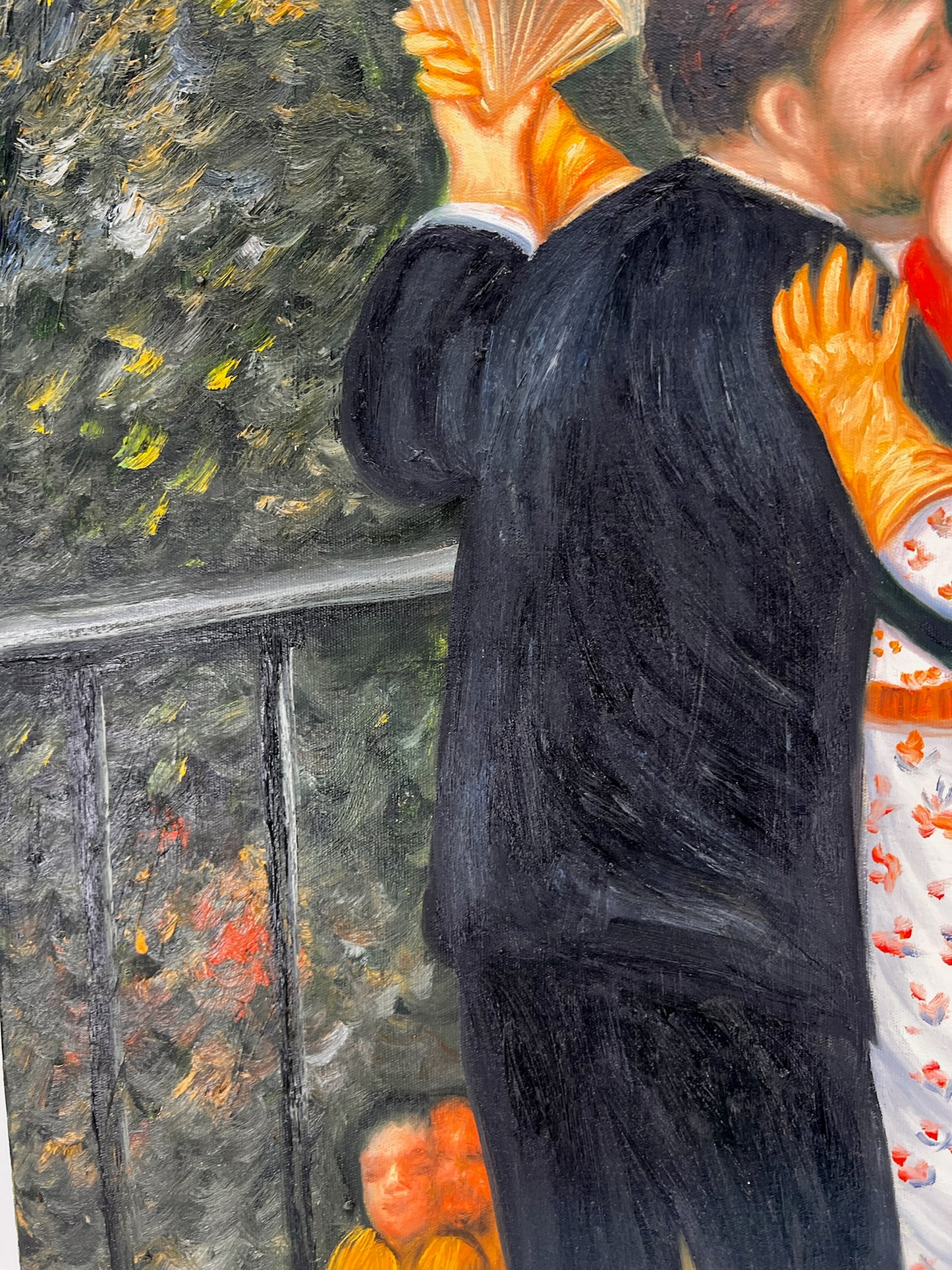 Dans in Bougival (naar Pierre-Auguste Renoir) – Handgeschilderd Impressionistisch Olieverf op Canvas (60 × 80 cm, ingelijst)