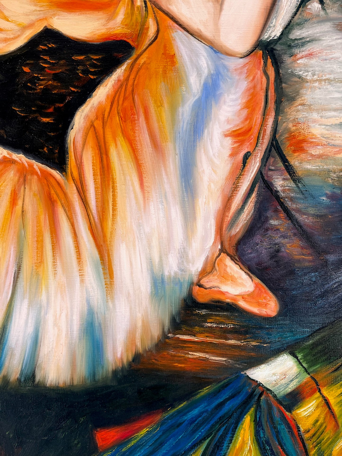 Ballerina – Handgeschilderd Impressionistisch Olieverfschilderij op Canvas (60 × 80 cm)