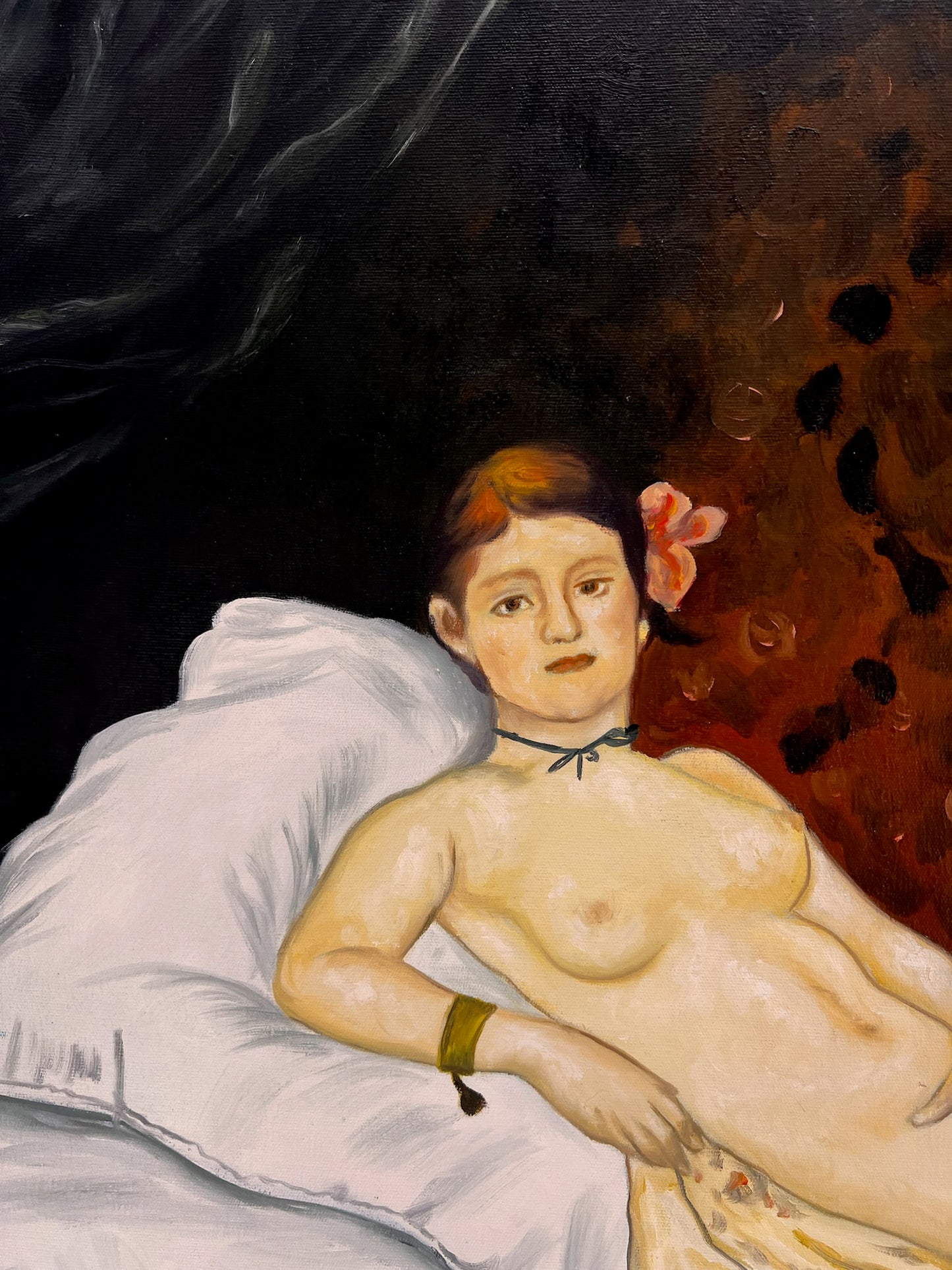 Olympia – Handgeschilderd Realistisch Olieverfschilderij op Canvas (64 × 80 cm)
