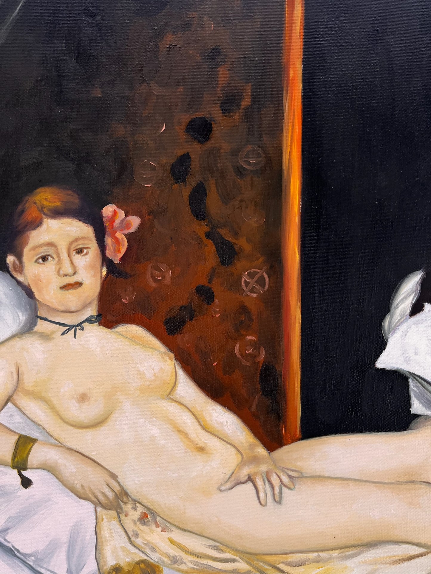 Olympia – Handgeschilderd Realistisch Olieverfschilderij op Canvas (64 × 80 cm)