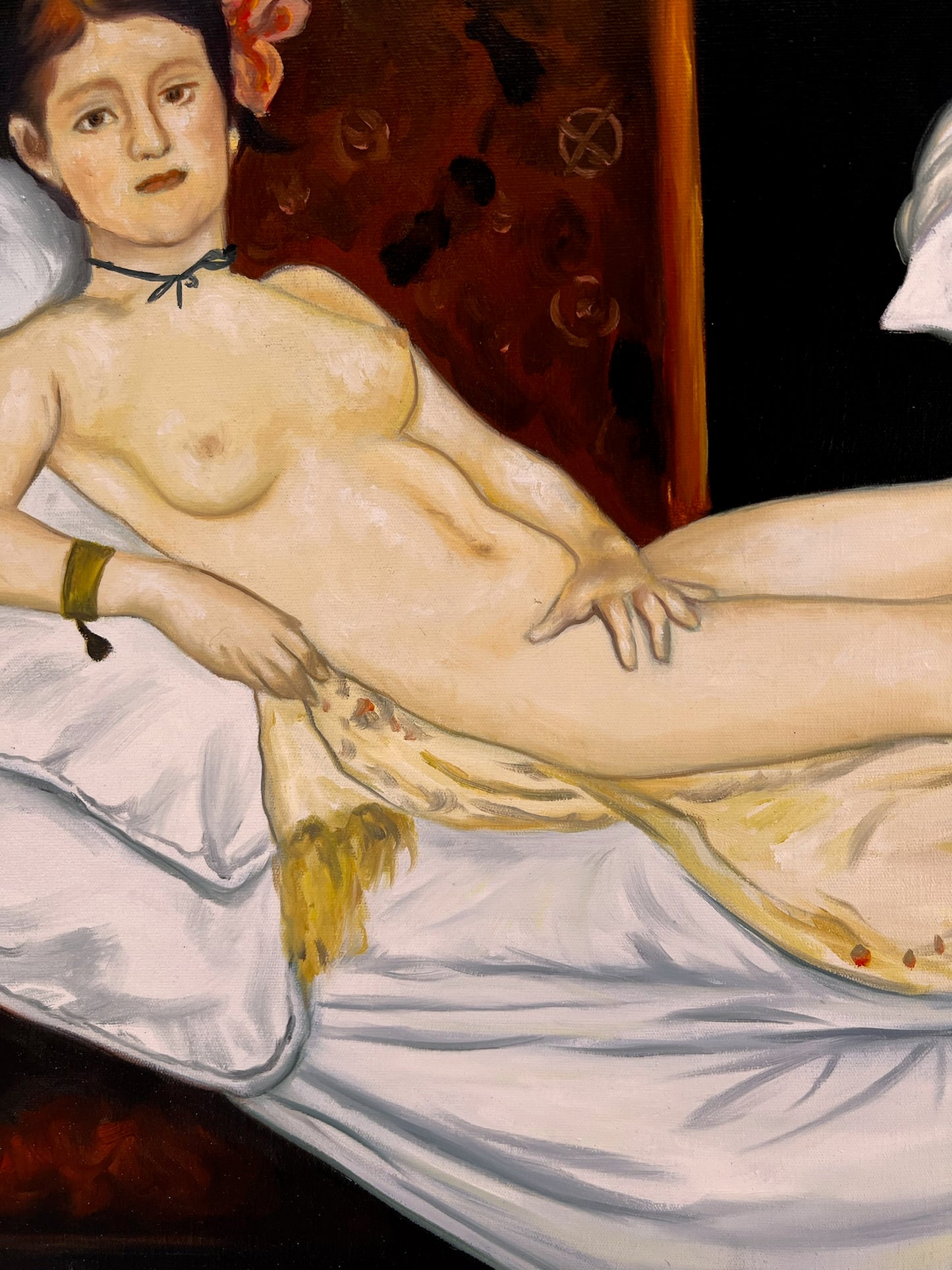 Olympia – Handgeschilderd Realistisch Olieverfschilderij op Canvas (64 × 80 cm)