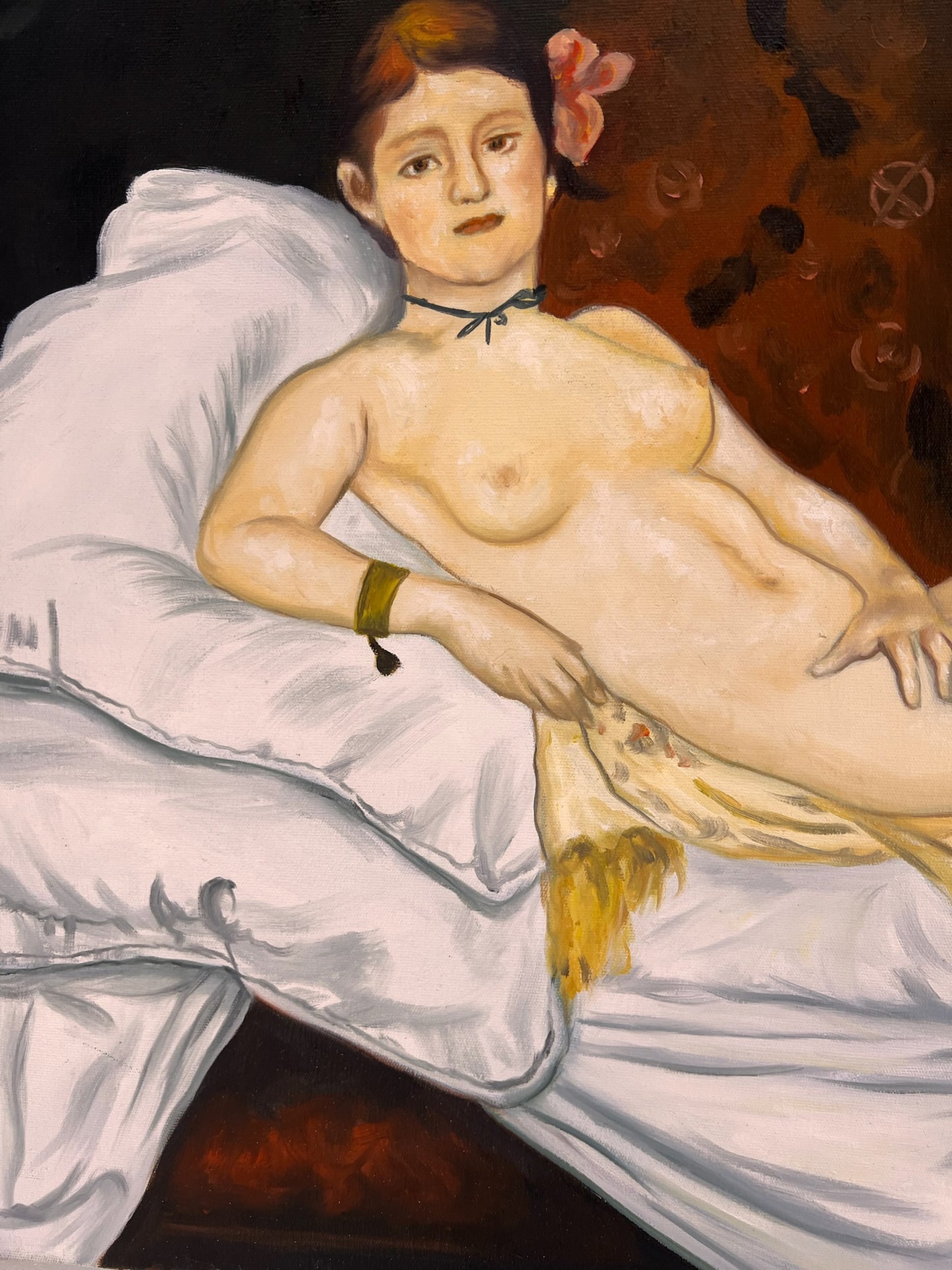 Olympia – Handgeschilderd Realistisch Olieverfschilderij op Canvas (64 × 80 cm)
