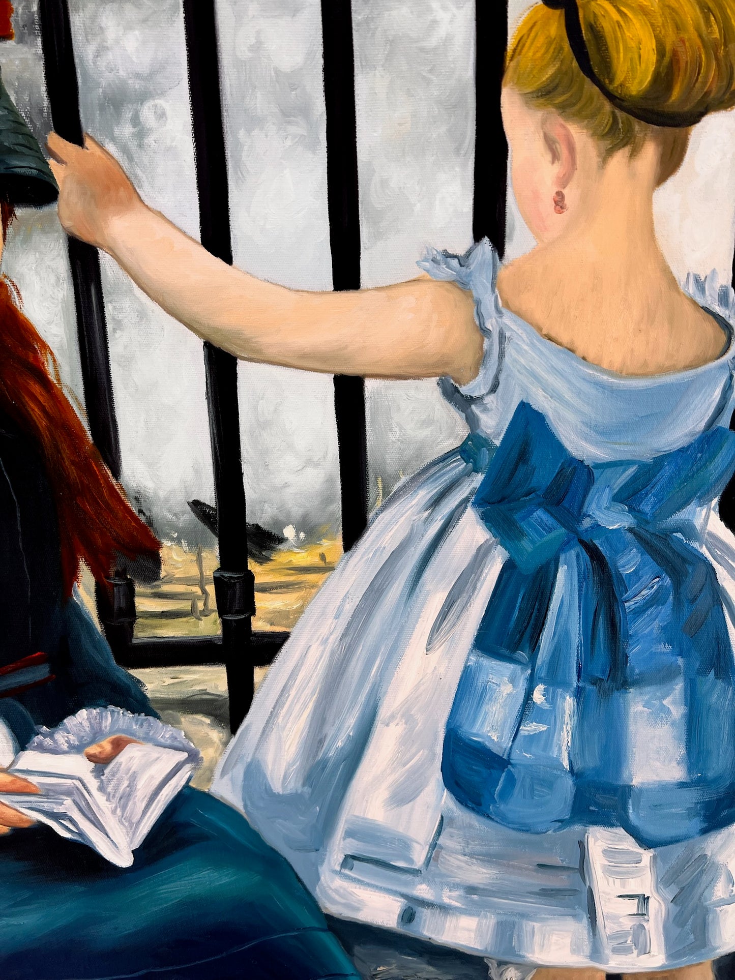 The Railway (Manet) – Handgeschilderd Impressionistisch Olieverfschilderij op Canvas (64 × 80 cm)