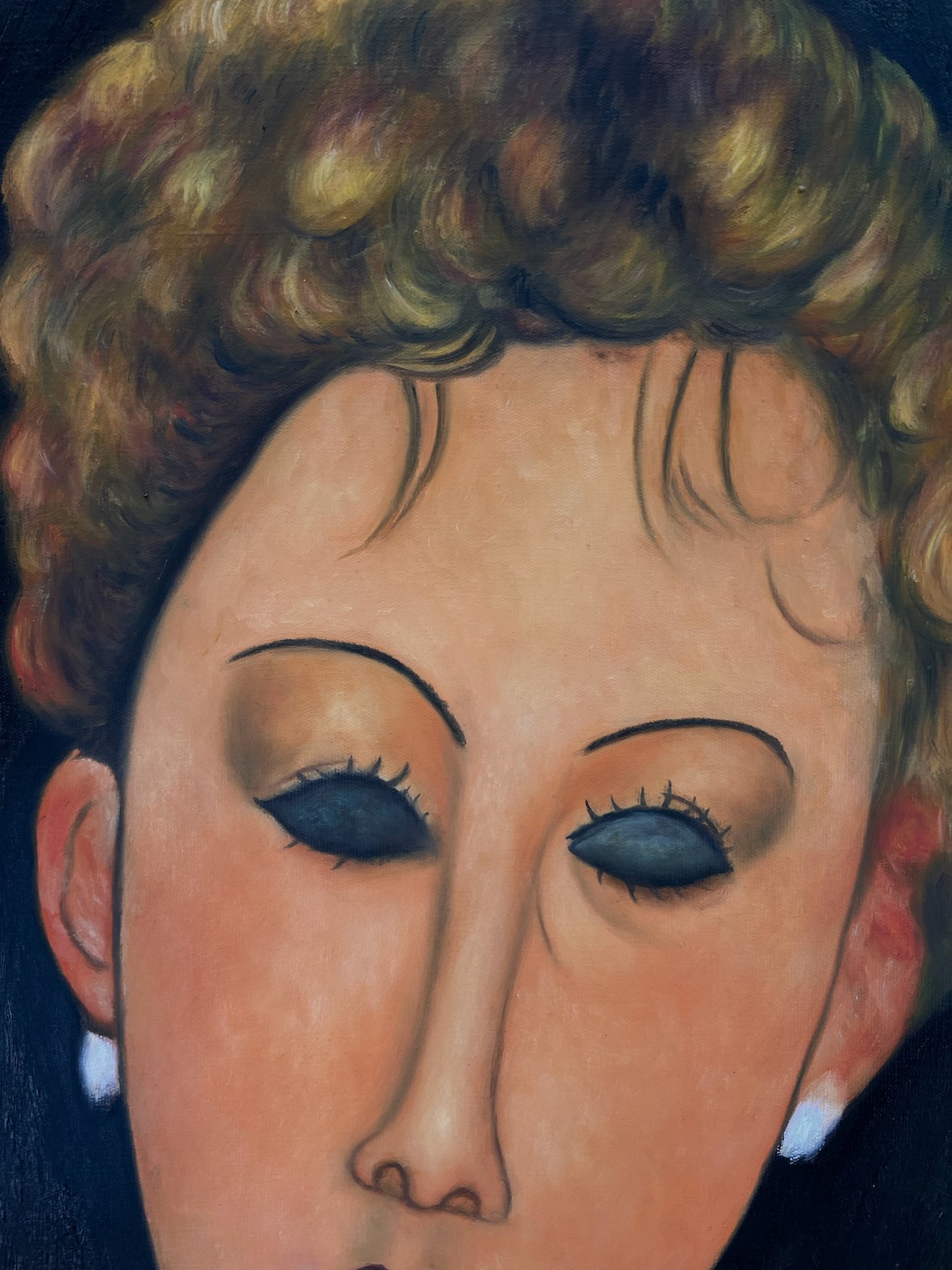 Vrouw met oorbellen – Handgeschilderd Olieverf op Canvas (60 × 80 cm)