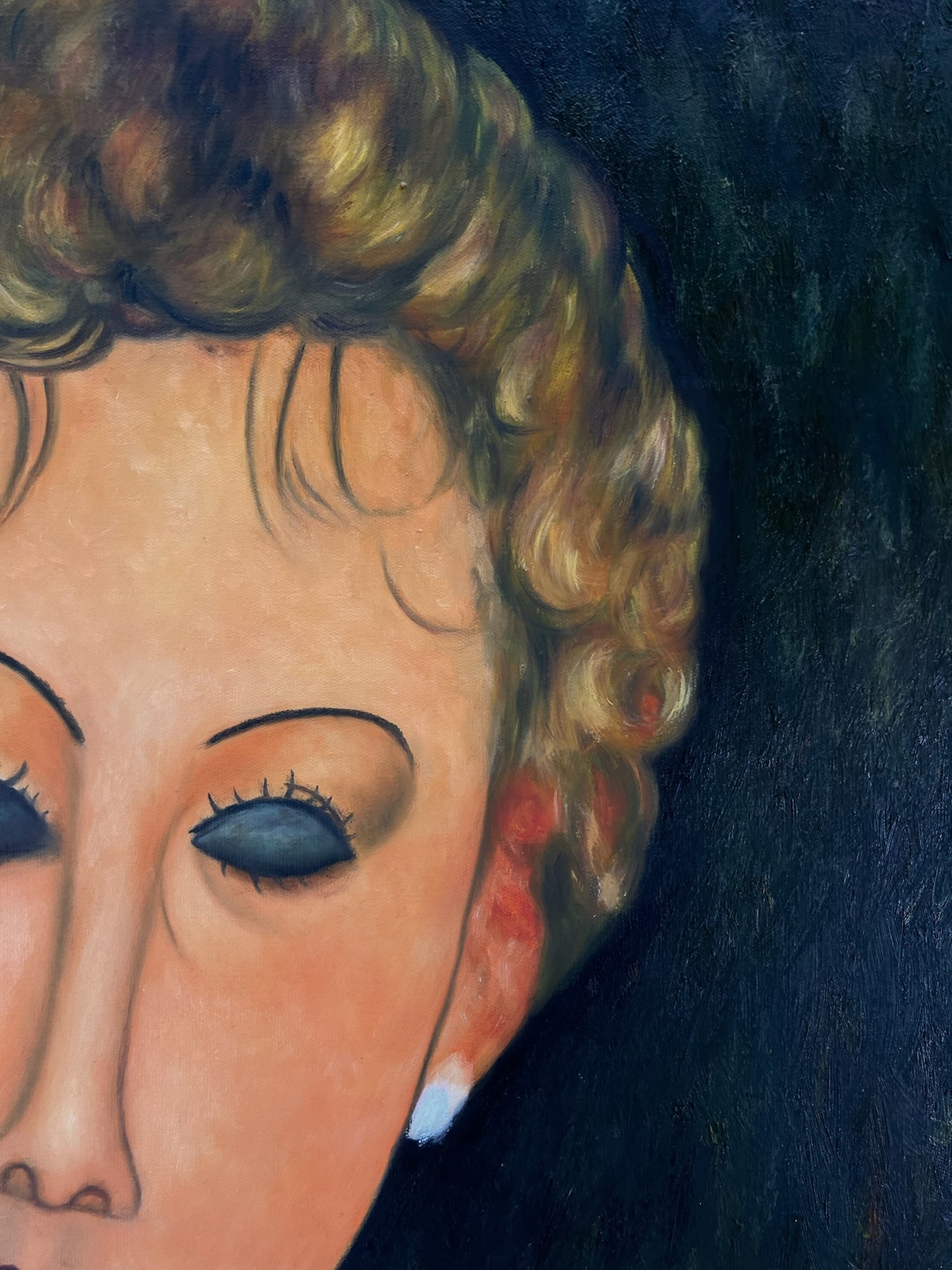 Vrouw met oorbellen – Handgeschilderd Olieverf op Canvas (60 × 80 cm)