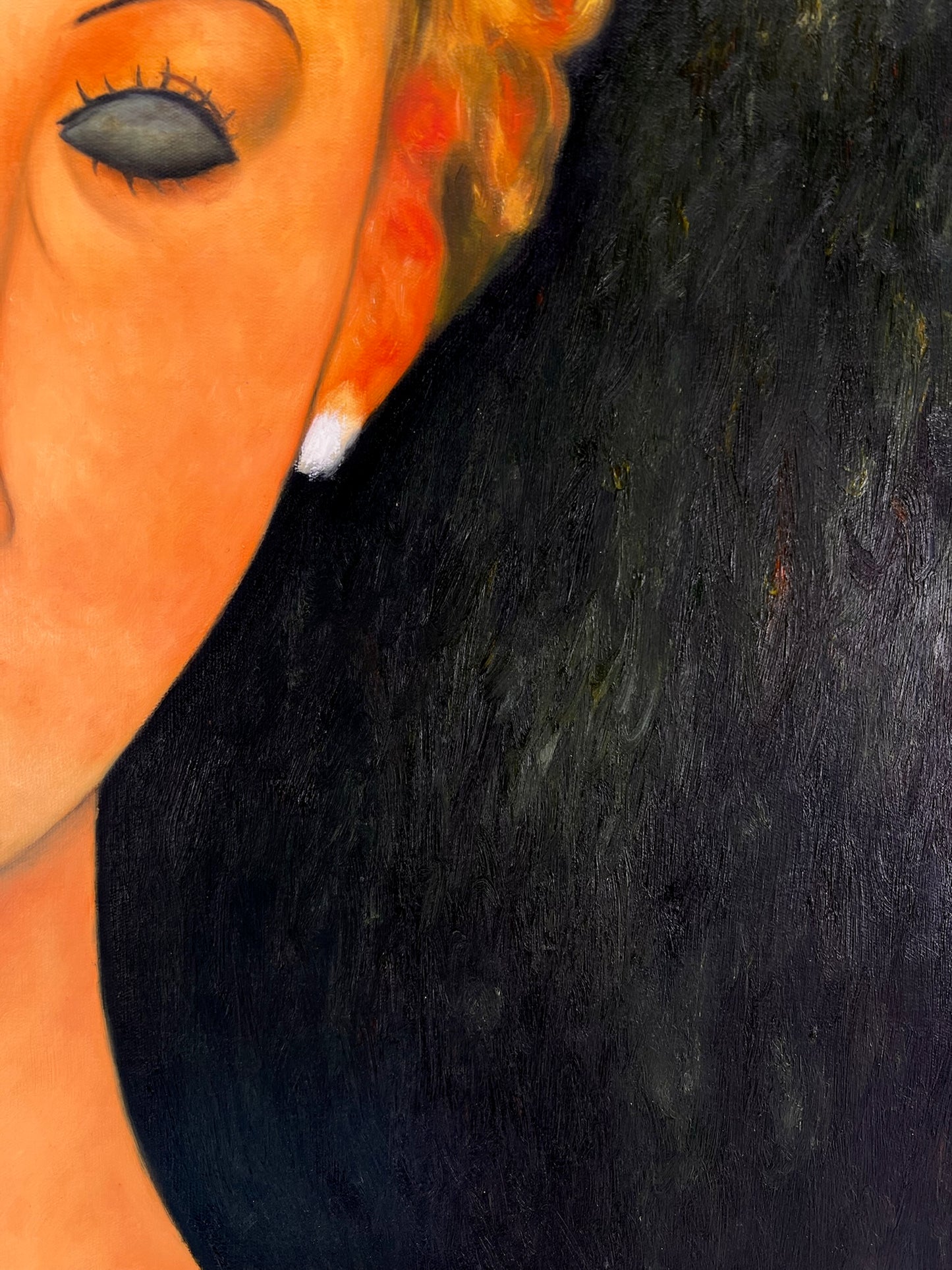 Vrouw met oorbellen – Handgeschilderd Olieverf op Canvas (60 × 80 cm)