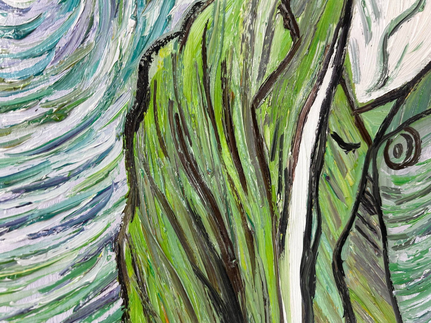 Zelfportret – Handgeschilderd postimpressionistisch olieverfschilderij op canvas (65 × 54 cm)