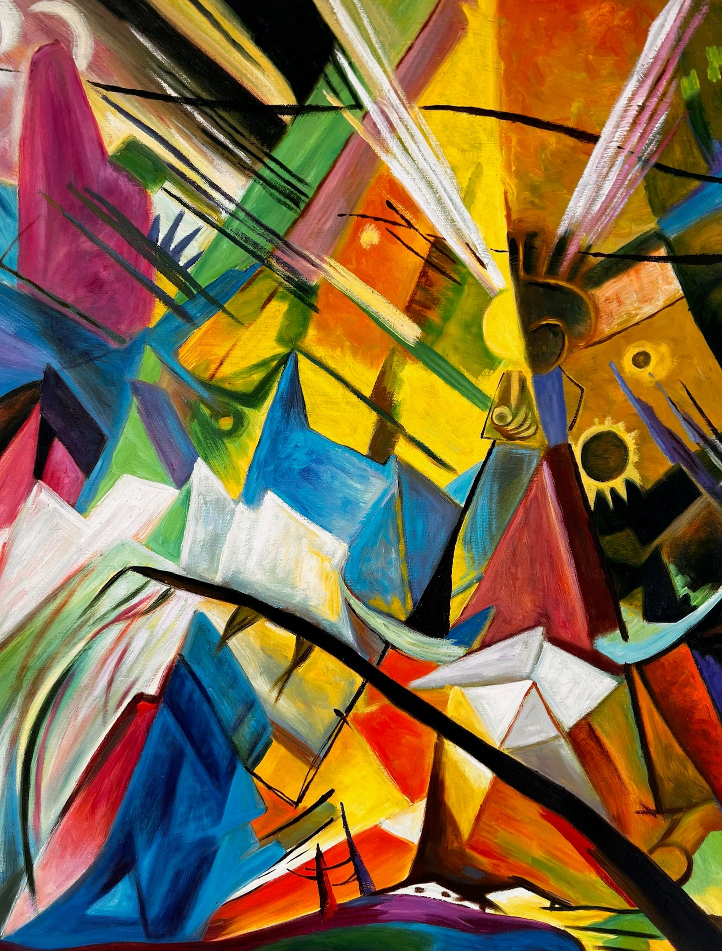 Tirol (naar Franz Marc) – Handgeschilderd Expressionistisch Olieverf op Canvas (60 × 80 cm, op rol geleverd)