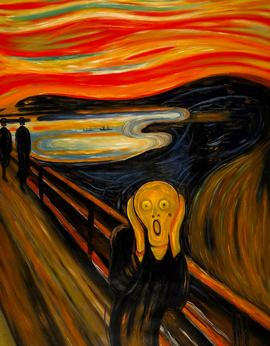 De Schreeuw (naar Edvard Munch) – Handgeschilderd Expressionistisch Olieverf op Canvas (op rol geleverd)