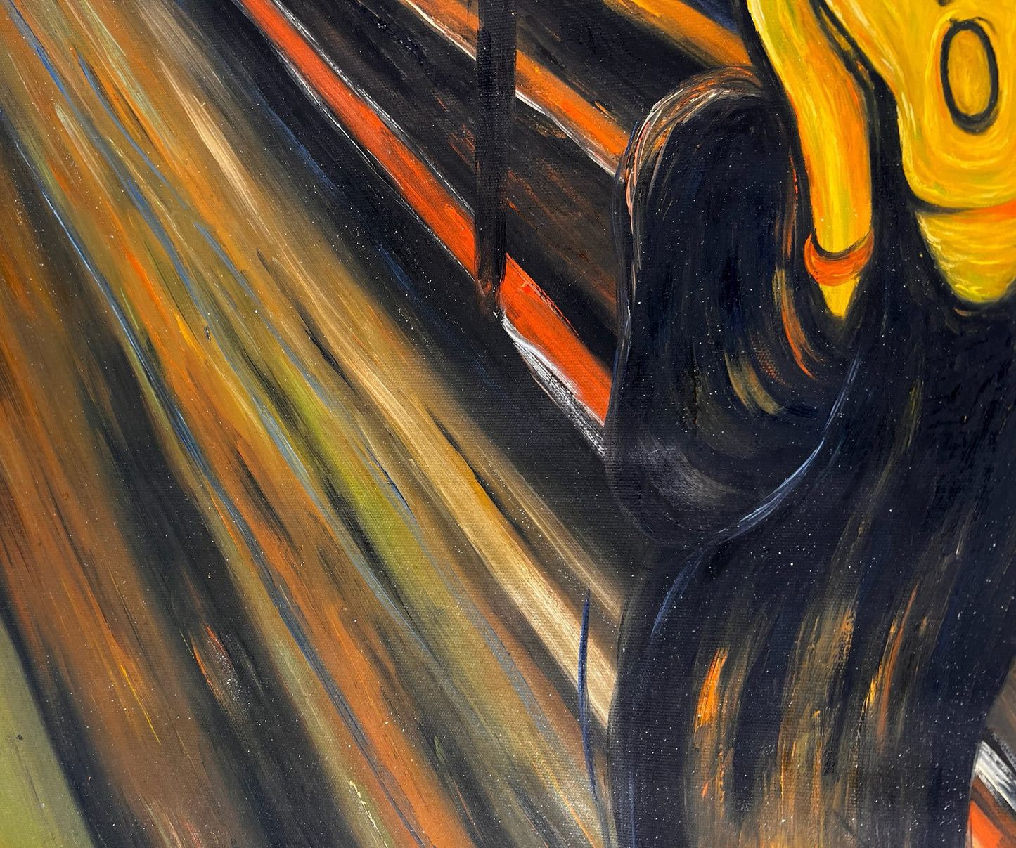 De Schreeuw (naar Edvard Munch) – Handgeschilderd Expressionistisch Olieverf op Canvas (op rol geleverd)