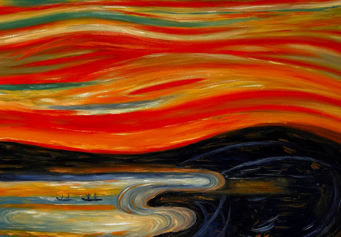 De Schreeuw (naar Edvard Munch) – Handgeschilderd Expressionistisch Olieverf op Canvas (op rol geleverd)