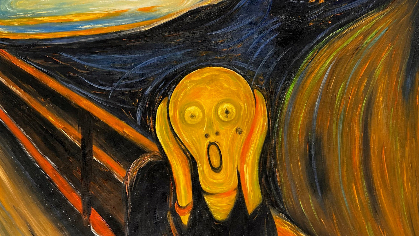 De Schreeuw (naar Edvard Munch) – Handgeschilderd Expressionistisch Olieverf op Canvas (op rol geleverd)
