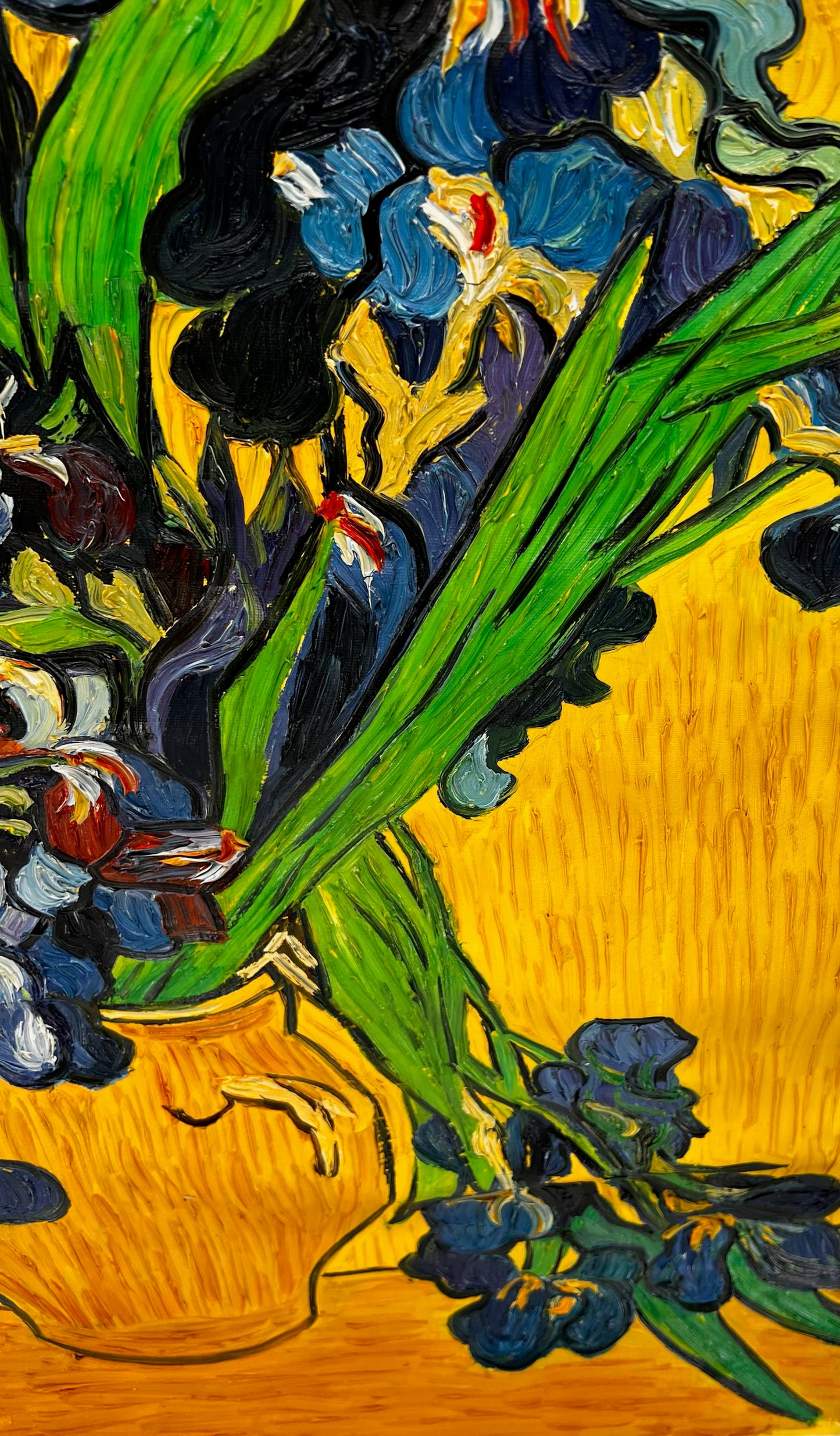 Vincent van Gogh – Vaas met irissen – Handgeschilderd postimpressionistisch olieverfschilderij op canvas (92 × 73,5 cm)
