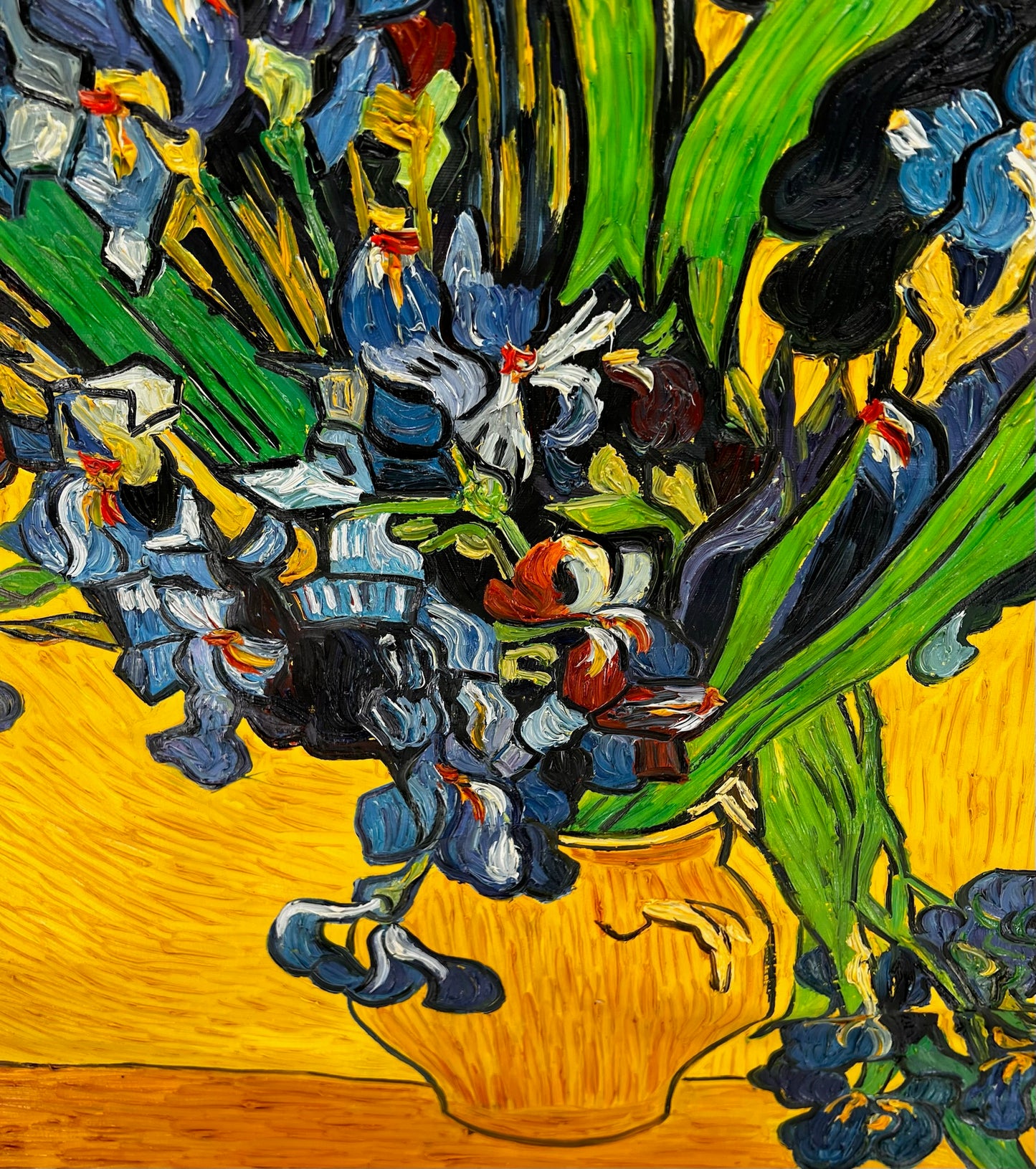 Vincent van Gogh – Vaas met irissen – Handgeschilderd postimpressionistisch olieverfschilderij op canvas (92 × 73,5 cm)