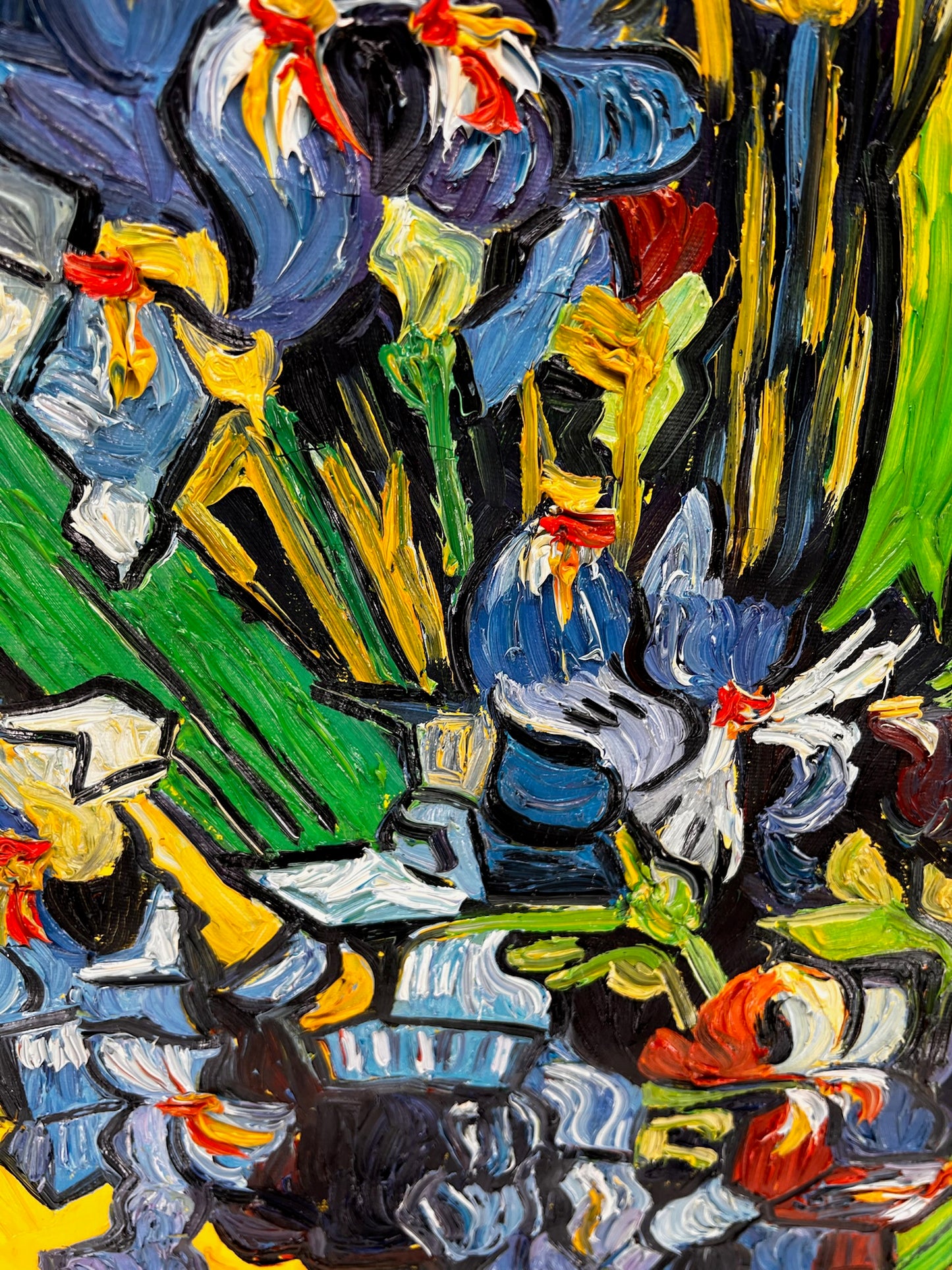Vincent van Gogh – Vaas met irissen – Handgeschilderd postimpressionistisch olieverfschilderij op canvas (92 × 73,5 cm)