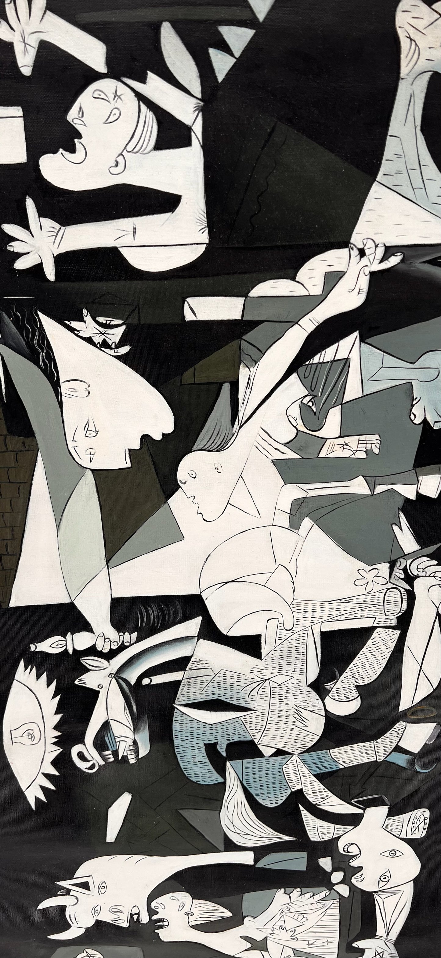 Guernica – Handgeschilderd kubistisch olieverfschilderij op canvas (50 × 100 cm