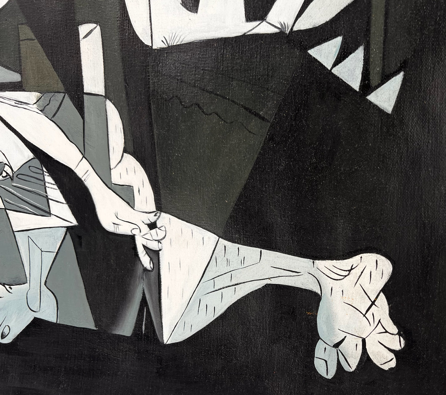 Guernica – Handgeschilderd kubistisch olieverfschilderij op canvas (50 × 100 cm