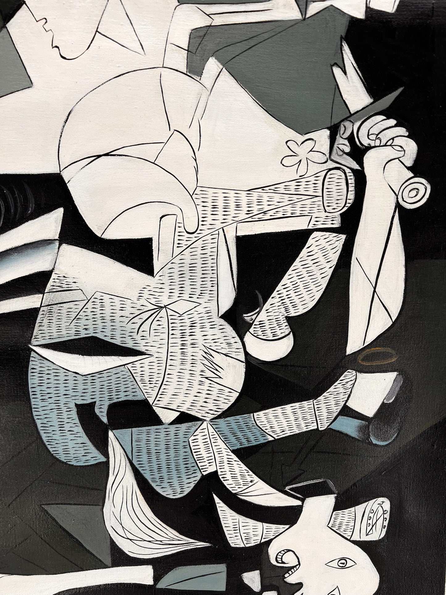 Guernica – Handgeschilderd kubistisch olieverfschilderij op canvas (50 × 100 cm