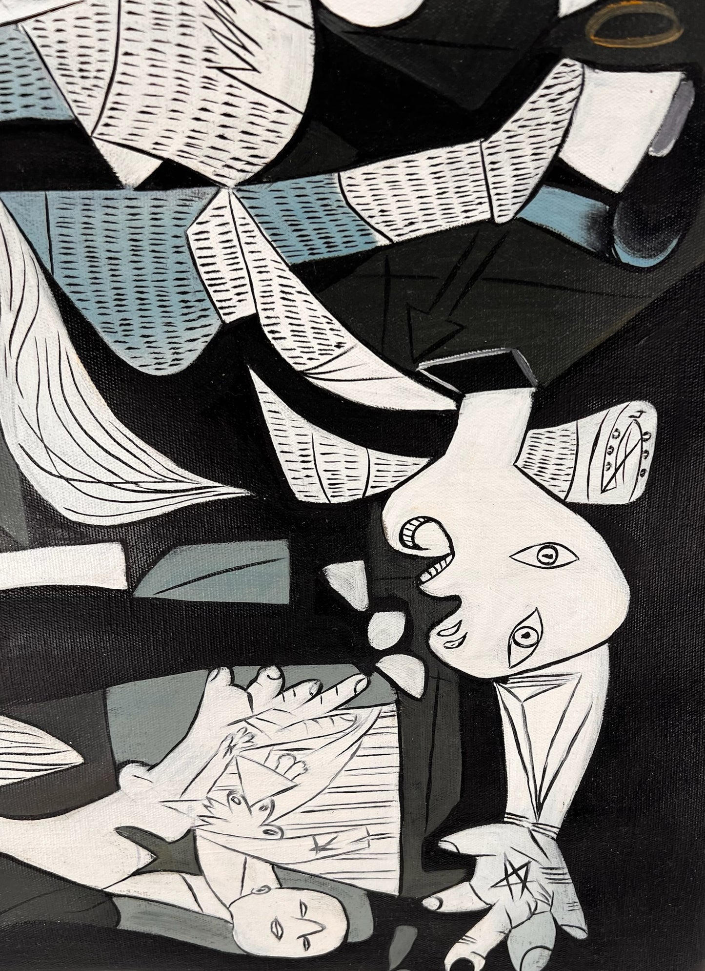 Guernica – Handgeschilderd kubistisch olieverfschilderij op canvas (50 × 100 cm