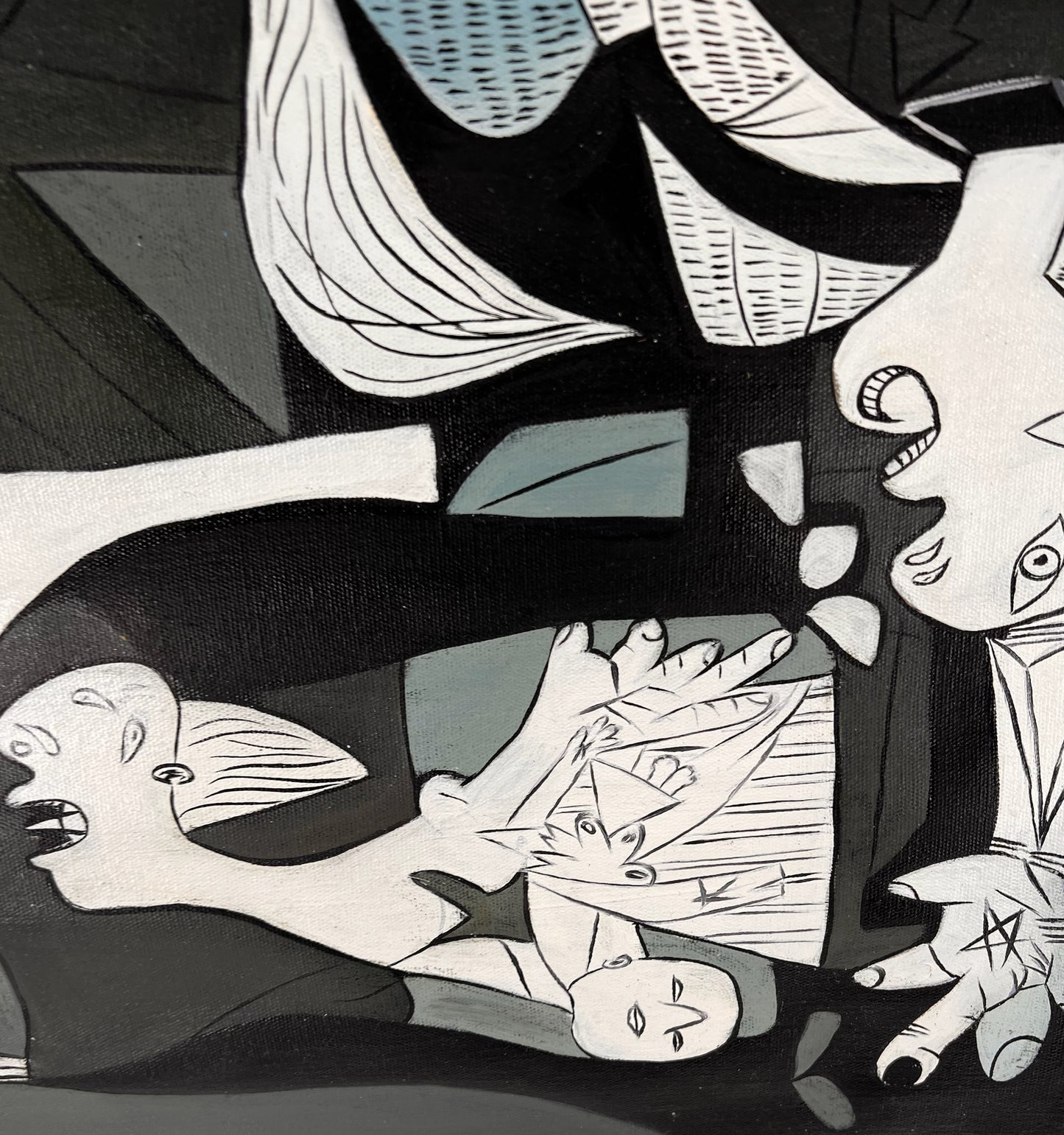 Guernica – Handgeschilderd kubistisch olieverfschilderij op canvas (50 × 100 cm