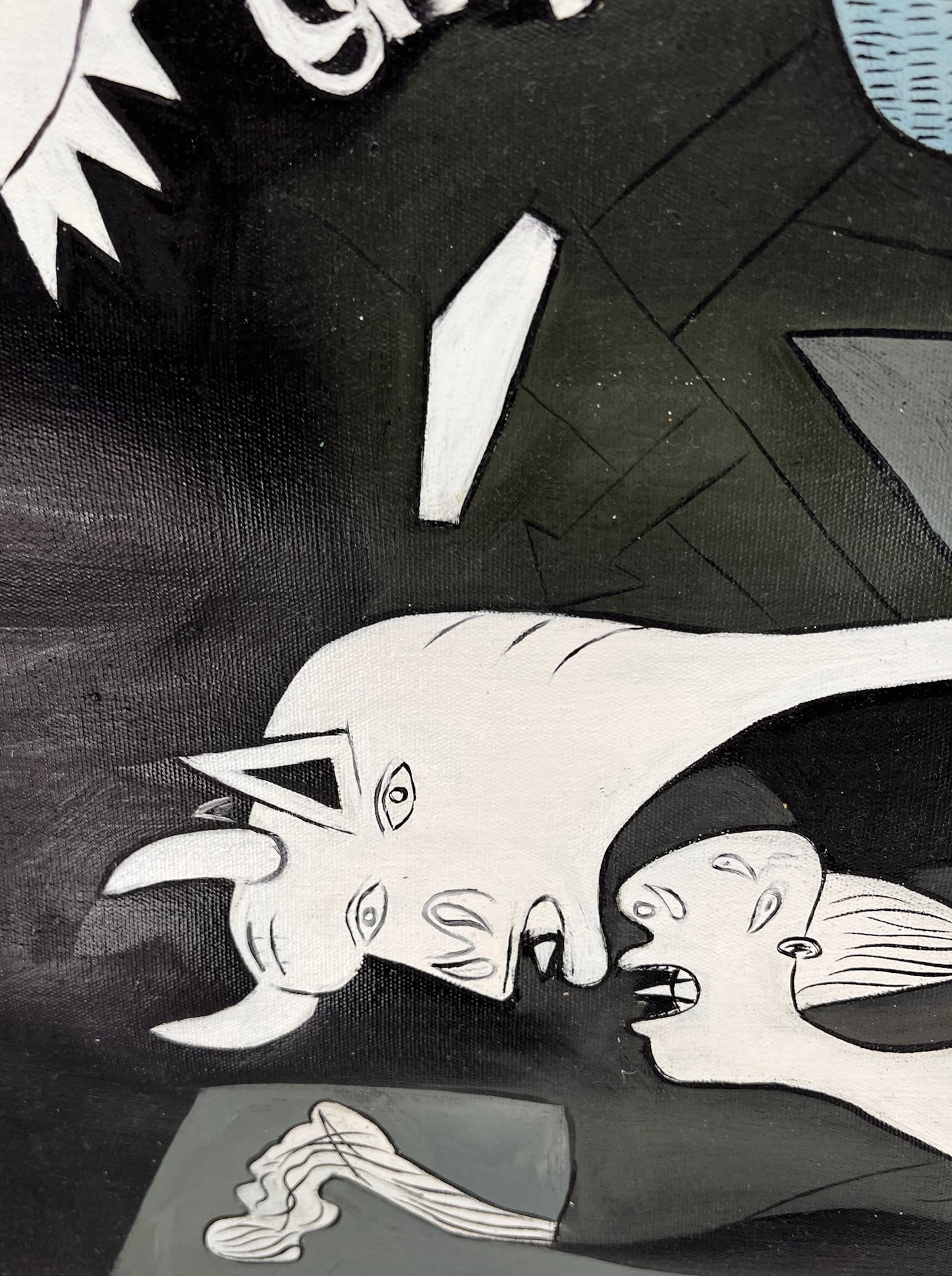 Guernica – Handgeschilderd kubistisch olieverfschilderij op canvas (50 × 100 cm