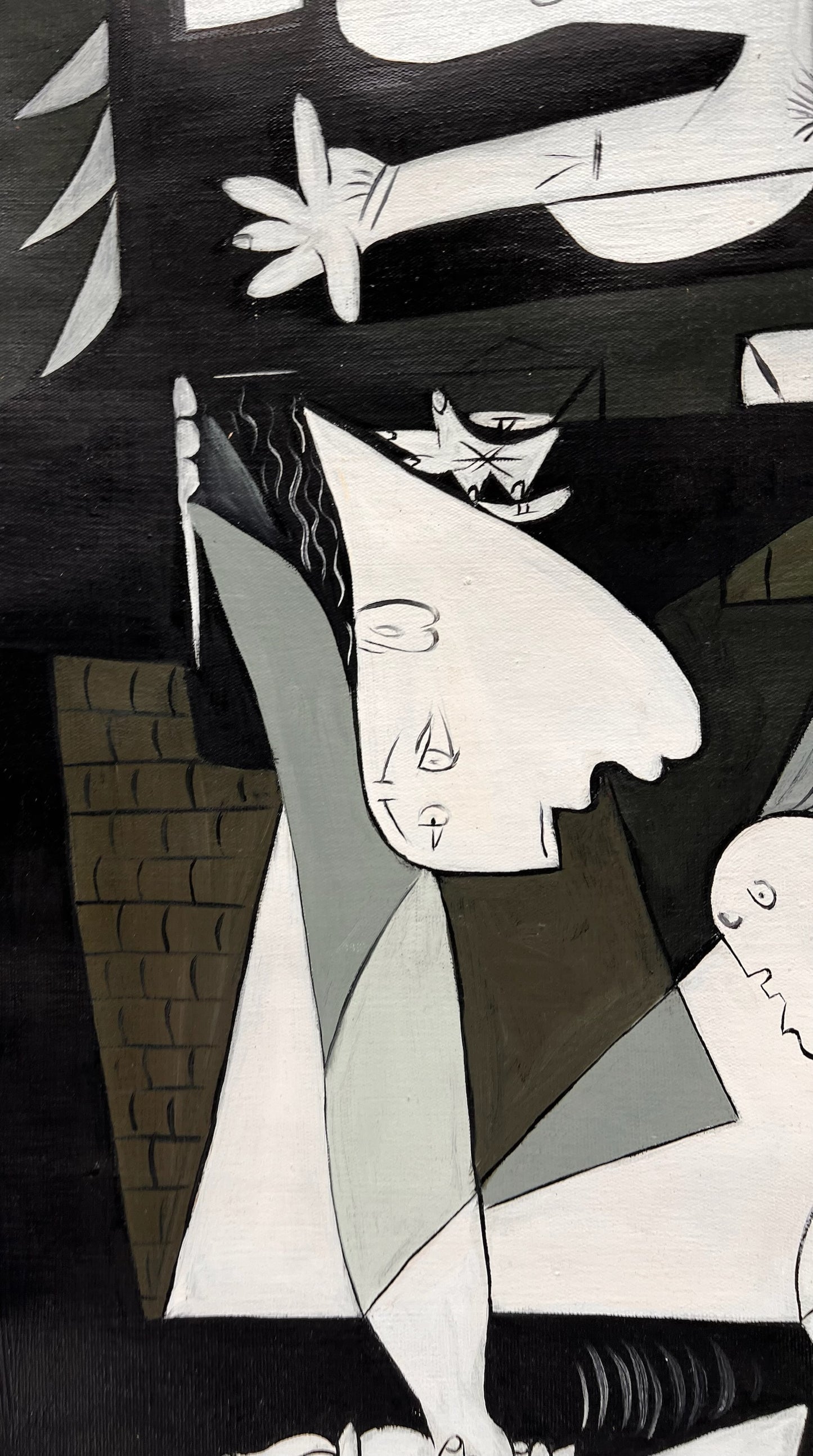 Guernica – Handgeschilderd kubistisch olieverfschilderij op canvas (50 × 100 cm