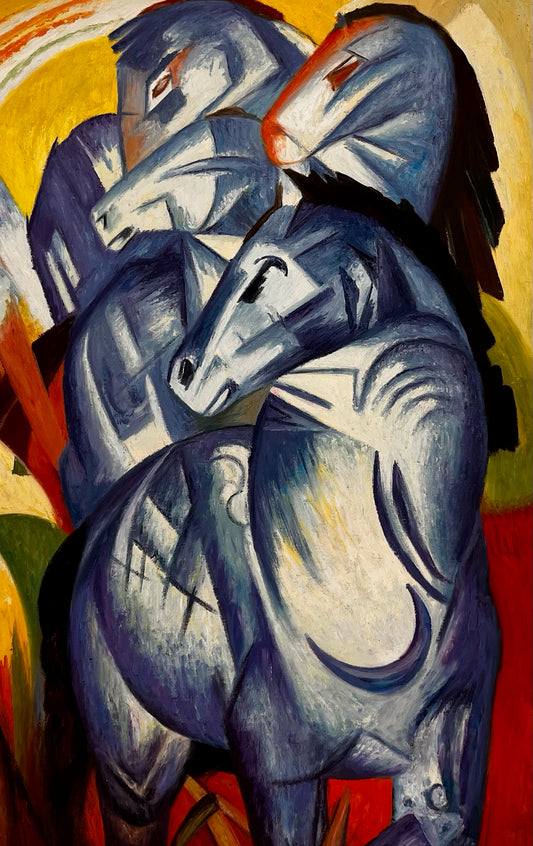 Der Turm der blauen Pferde – Handgeschilderd Expressionistisch Olieverfschilderij op Canvas (60 × 80 cm)