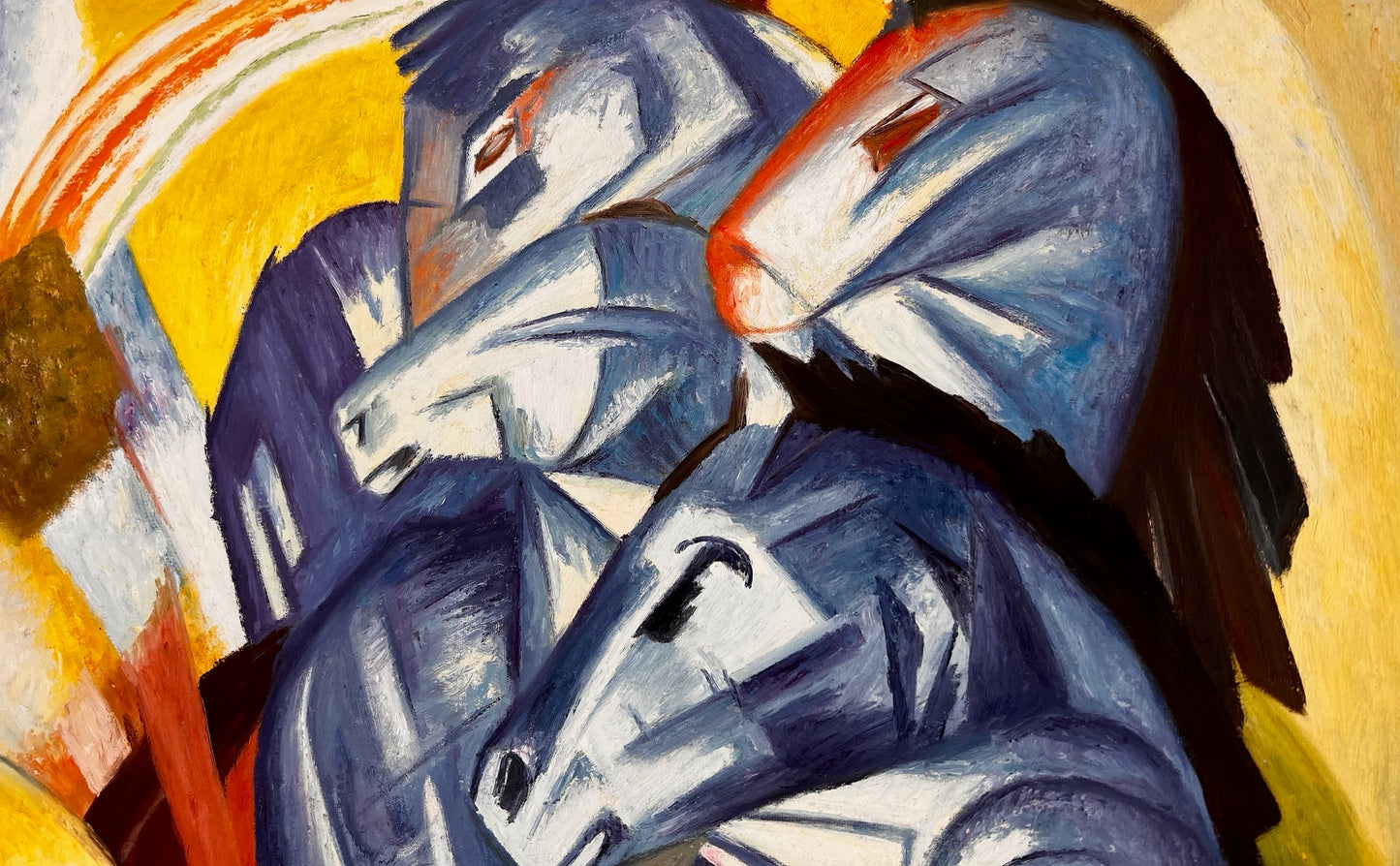 Der Turm der blauen Pferde – Handgeschilderd Expressionistisch Olieverfschilderij op Canvas (60 × 80 cm)