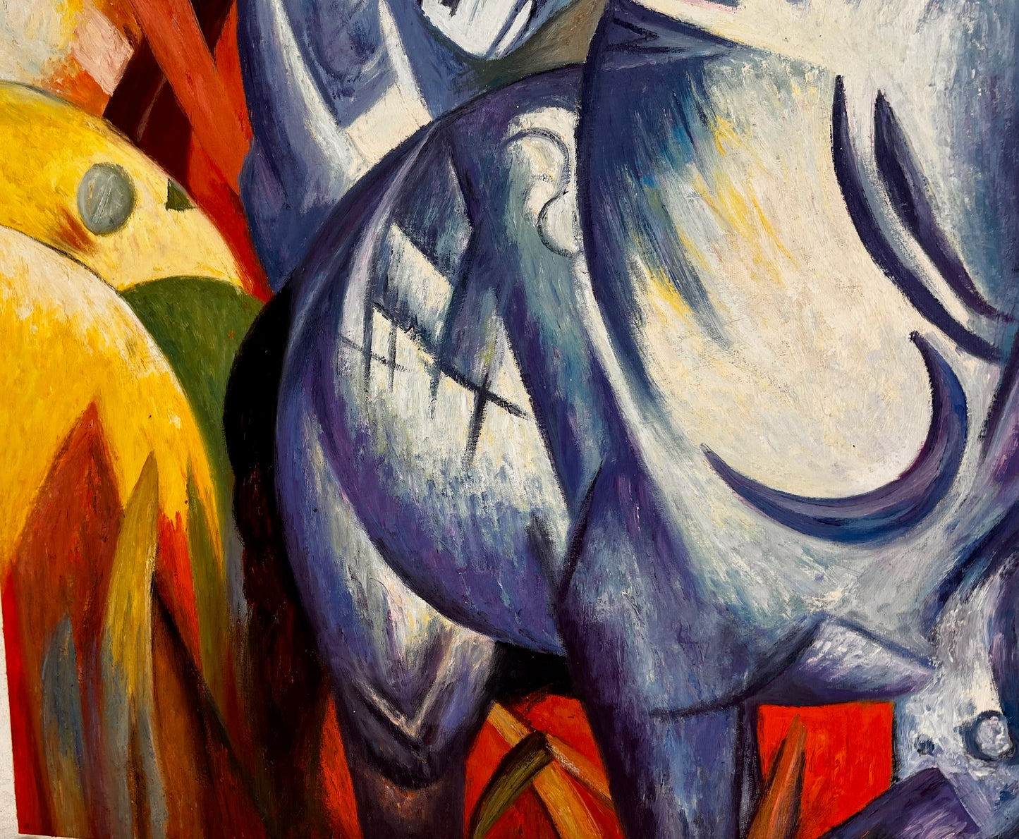 Der Turm der blauen Pferde – Handgeschilderd Expressionistisch Olieverfschilderij op Canvas (60 × 80 cm)
