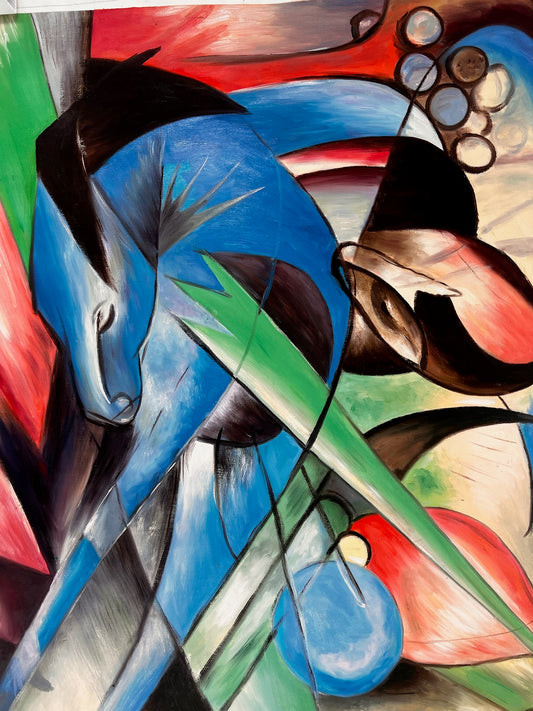 Rehe im Walde II – Handgeschilderd Expressionistisch Olieverfschilderij op Canvas (64 × 80 cm)