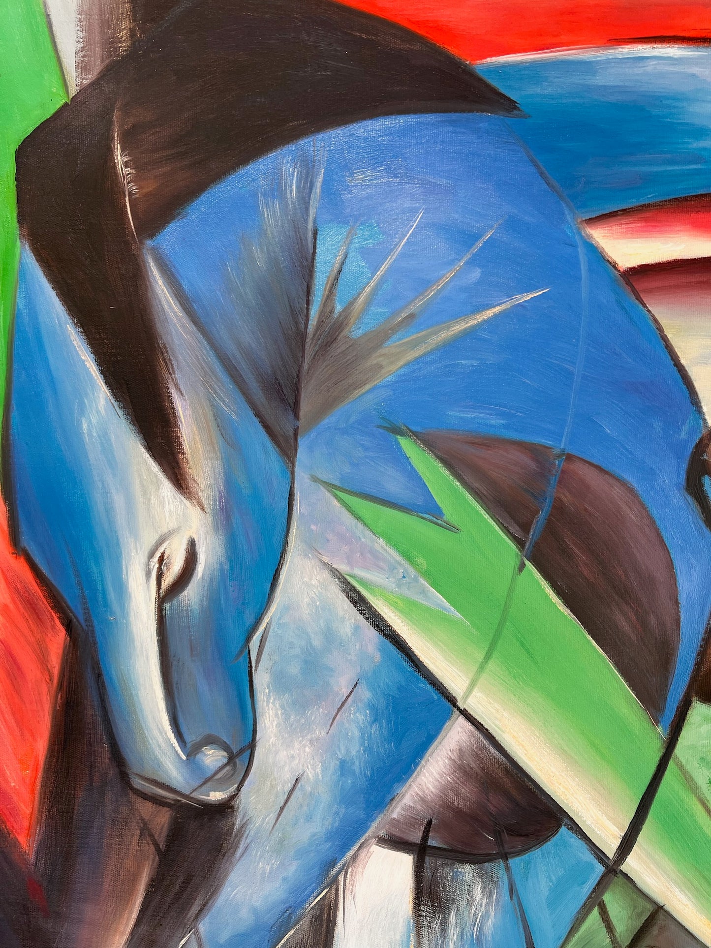 Rehe im Walde II – Handgeschilderd Expressionistisch Olieverfschilderij op Canvas (64 × 80 cm)