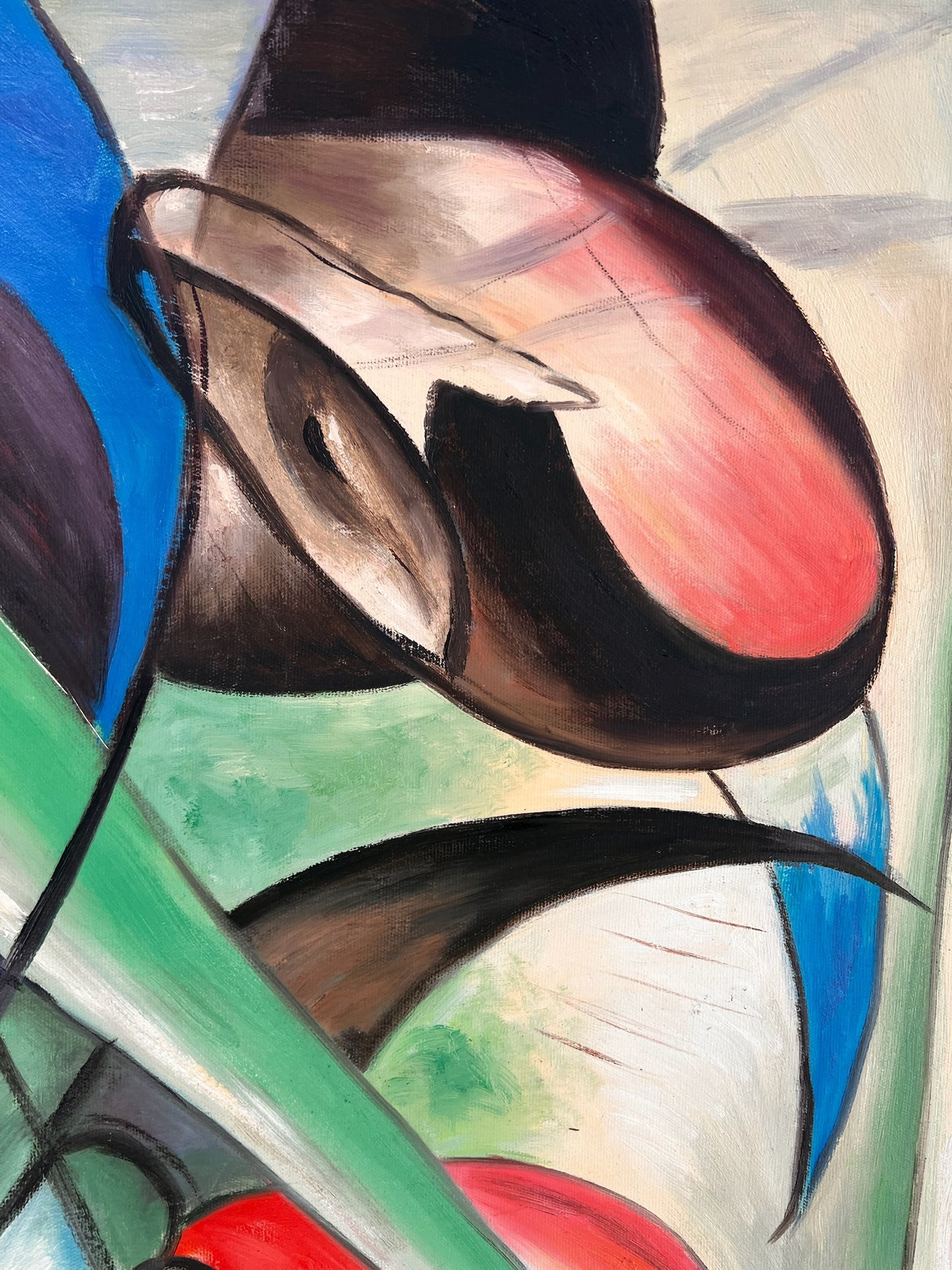 Rehe im Walde II – Handgeschilderd Expressionistisch Olieverfschilderij op Canvas (64 × 80 cm)