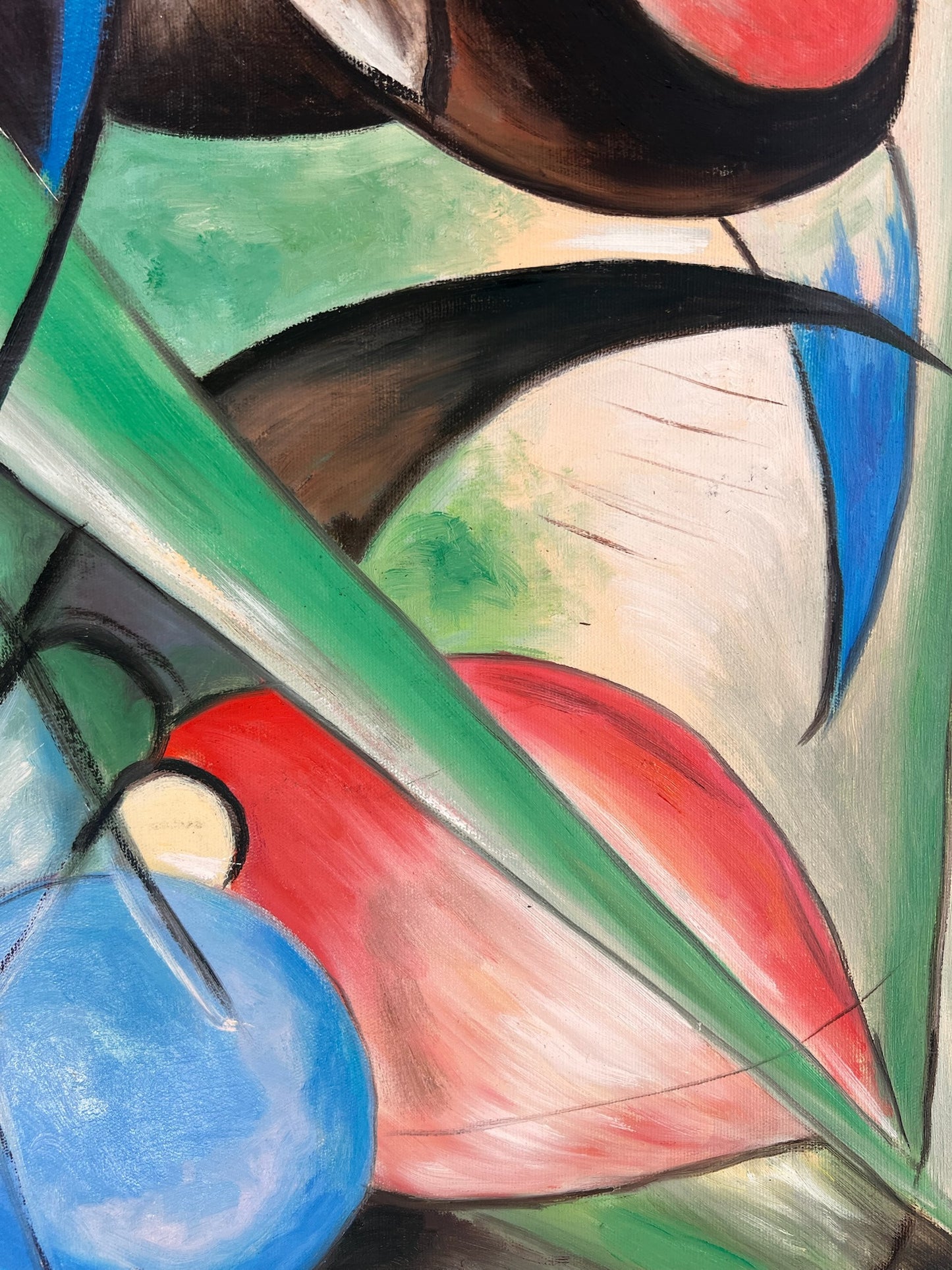 Rehe im Walde II – Handgeschilderd Expressionistisch Olieverfschilderij op Canvas (64 × 80 cm)