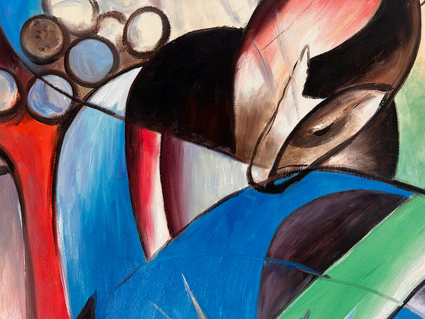 Rehe im Walde II – Handgeschilderd Expressionistisch Olieverfschilderij op Canvas (64 × 80 cm)