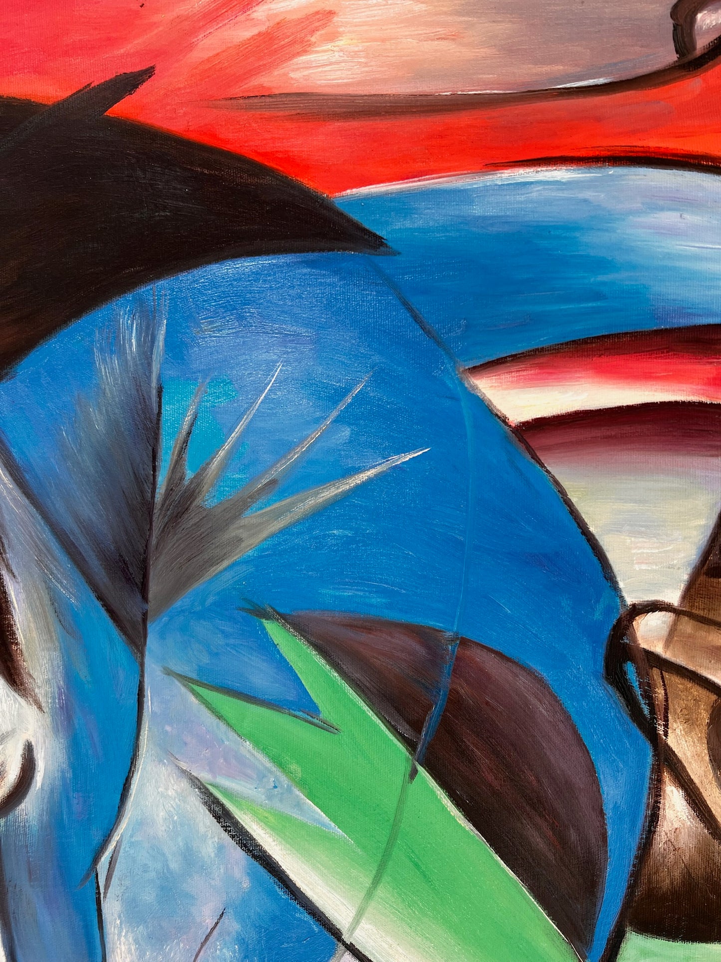 Rehe im Walde II – Handgeschilderd Expressionistisch Olieverfschilderij op Canvas (64 × 80 cm)