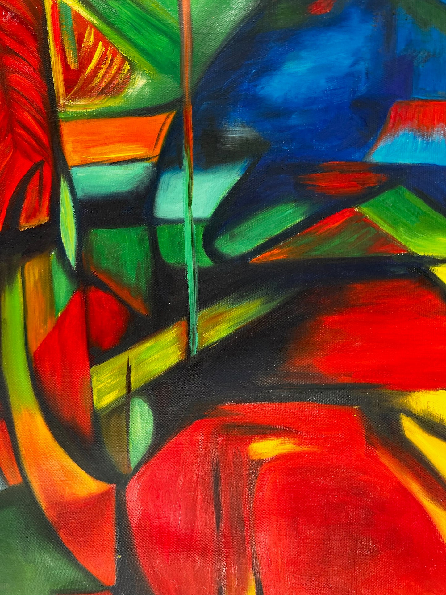 Rehe im Walde II (naar Franz Marc) – Handgeschilderd Expressionistisch Olieverf op Canvas (op rol geleverd)